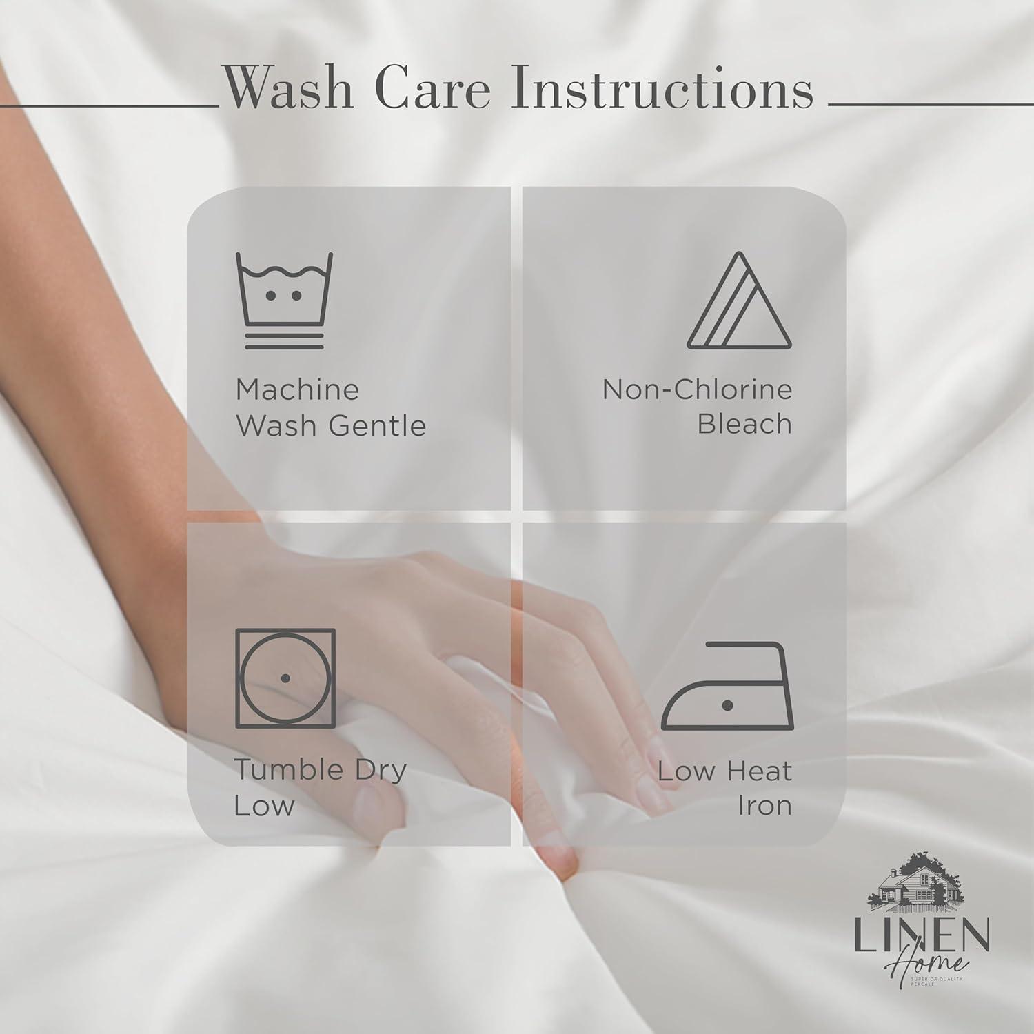 100% Cotton Percale Sheets Queen Size, White, Deep Pocket, 4 Piece - 1 Flat, 1 Deep Pocket Fitted Sheet and 2 Pillowcases, Crisp Cool and Strong Bed Linen