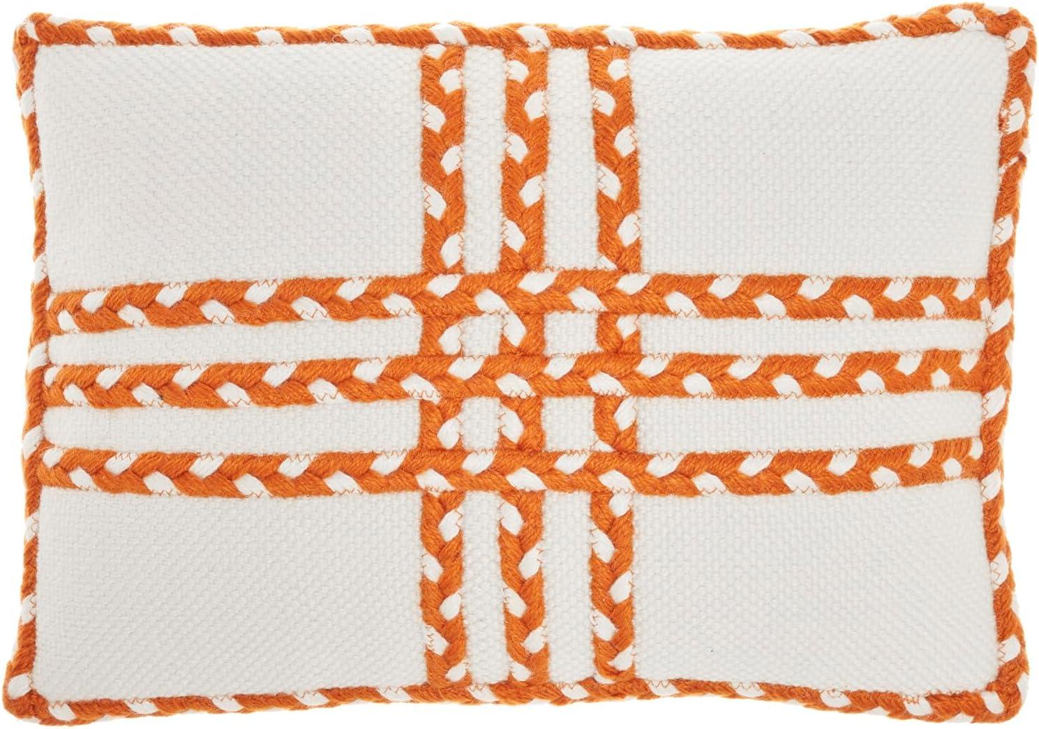 Nourison Crossed Braids Orange 14" x 20" Indoor/Outdoor Throw Pillow