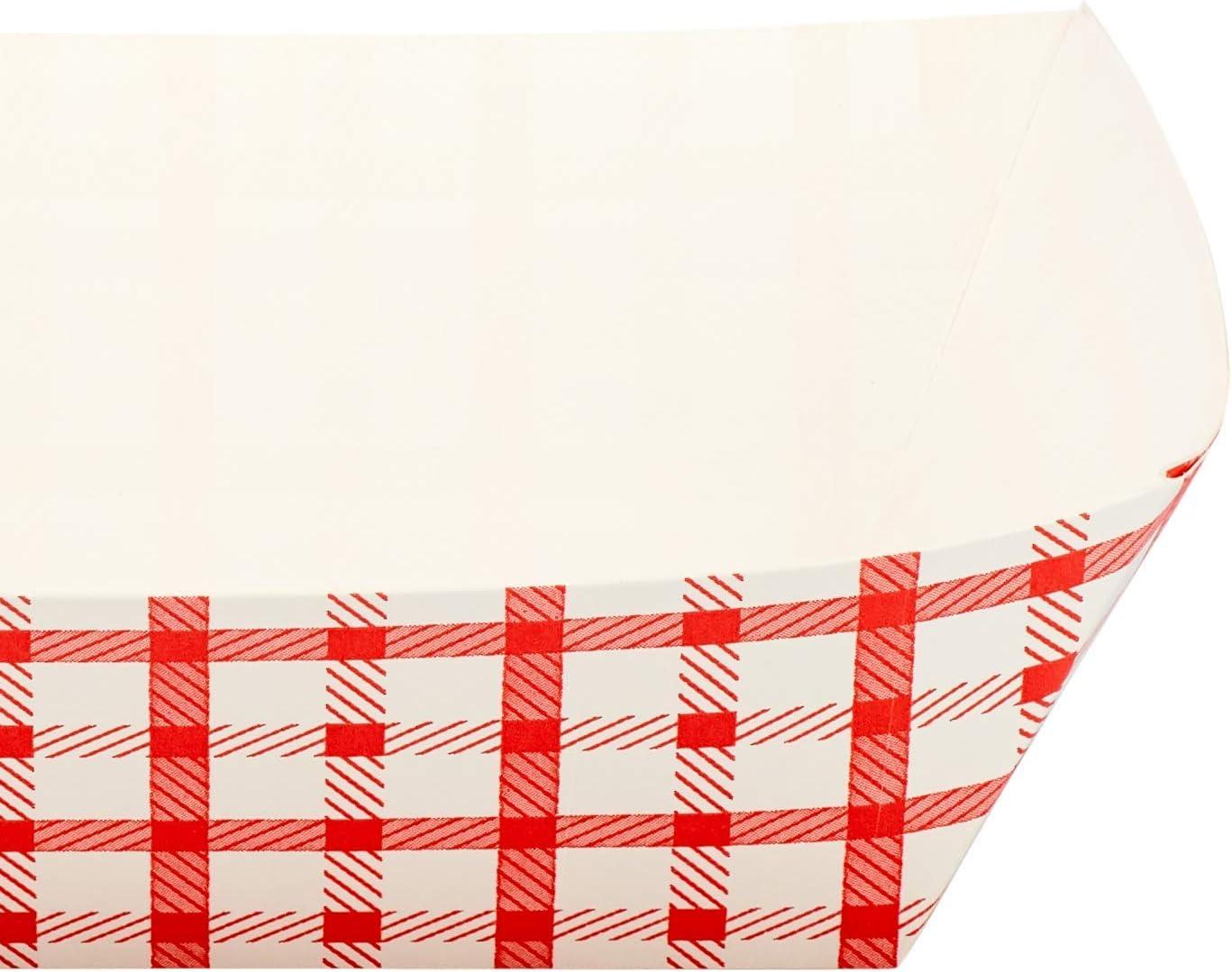 Karat [3 lb - 500 Pack] Paper Food Boat, White and Red Nacho Tray (FP-FT300G)