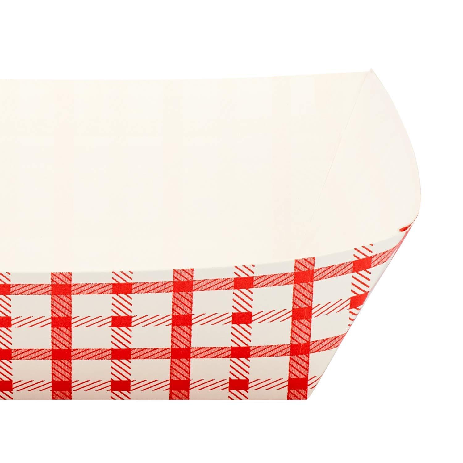Karat [3 lb - 500 Pack] Paper Food Boat, White and Red Nacho Tray (FP-FT300G)