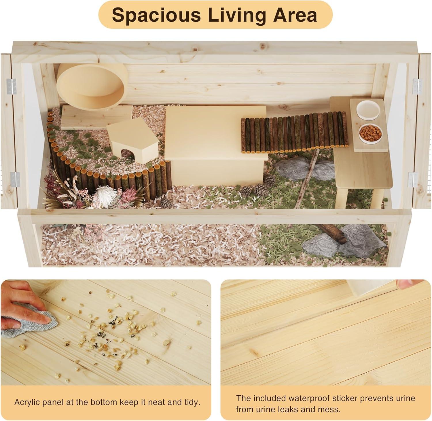 Tucker Murphy Pet™ Wooden Hamster Cage With Storage Shelf,Ventilated Small Animal Cage For Guinea Pig,Rat,Hedgehog,Chinchilla,Large Hamster Cages And Habitats With Acrylic Panels & Reviews | Wayfair