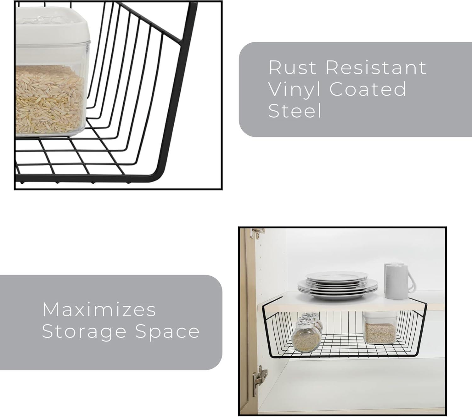 Smart Design Undershelf Storage Basket - Medium - 16 x 5.5 inch - Black