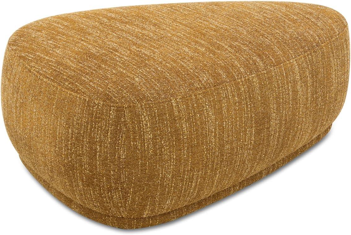 Jennifer Taylor Home Pebble 44" Rounded Triangle Cocktail Ottoman, Mustard Yellow Tweed