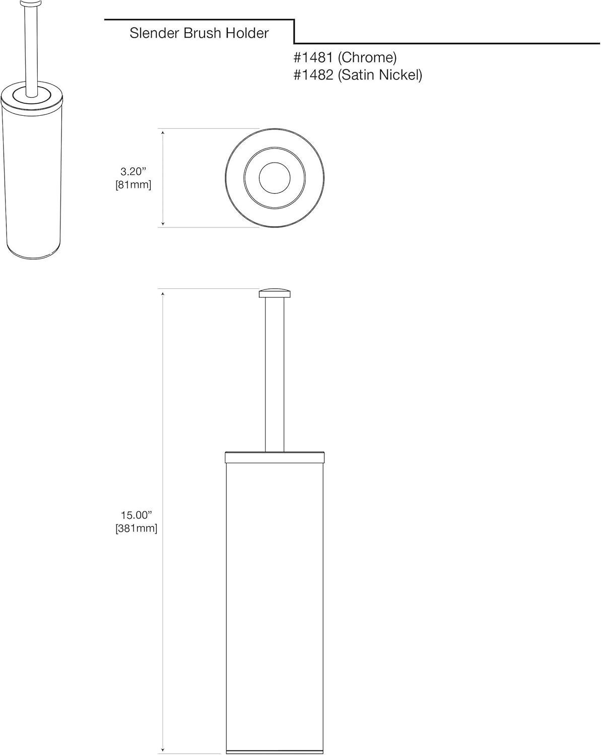 Latitude II 15"H Toilet Brush and Stainless Steel Holder