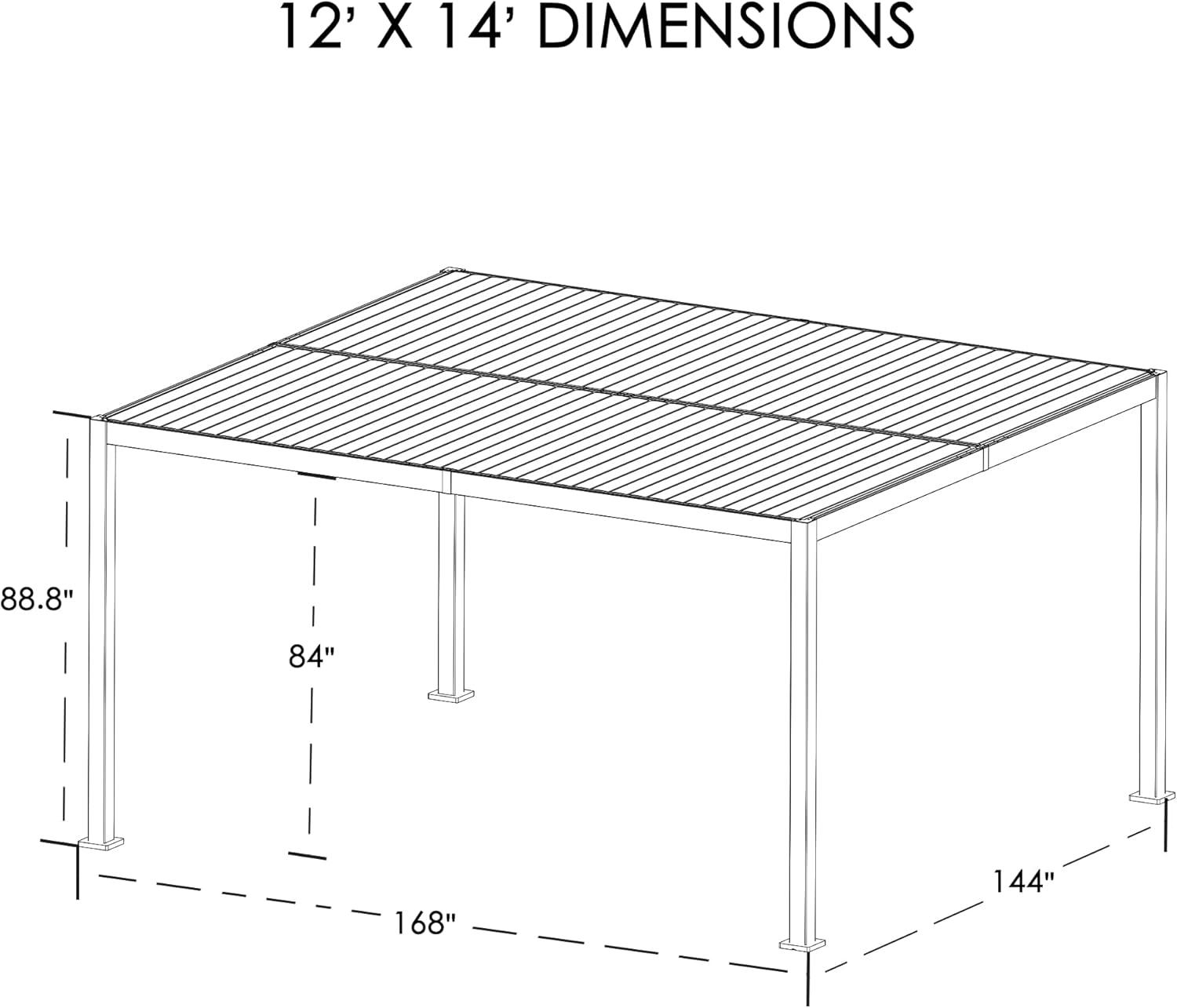 Kozyard Elizabeth Outdoor Louvered Pergola Sun Shade Aluminum Pergola Rainproof Gazebo with Adjustable Roof for Outdoor Deck Patio Garden Yard (12' x 14', White)