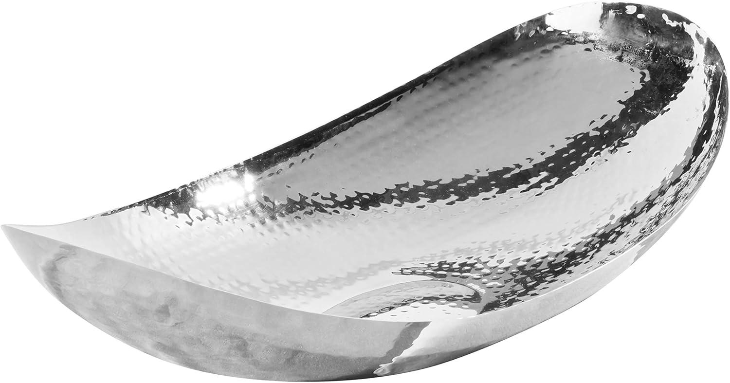 Elegance Hammered Stainless Steel Oval Fruit Serving Bowl, 17"