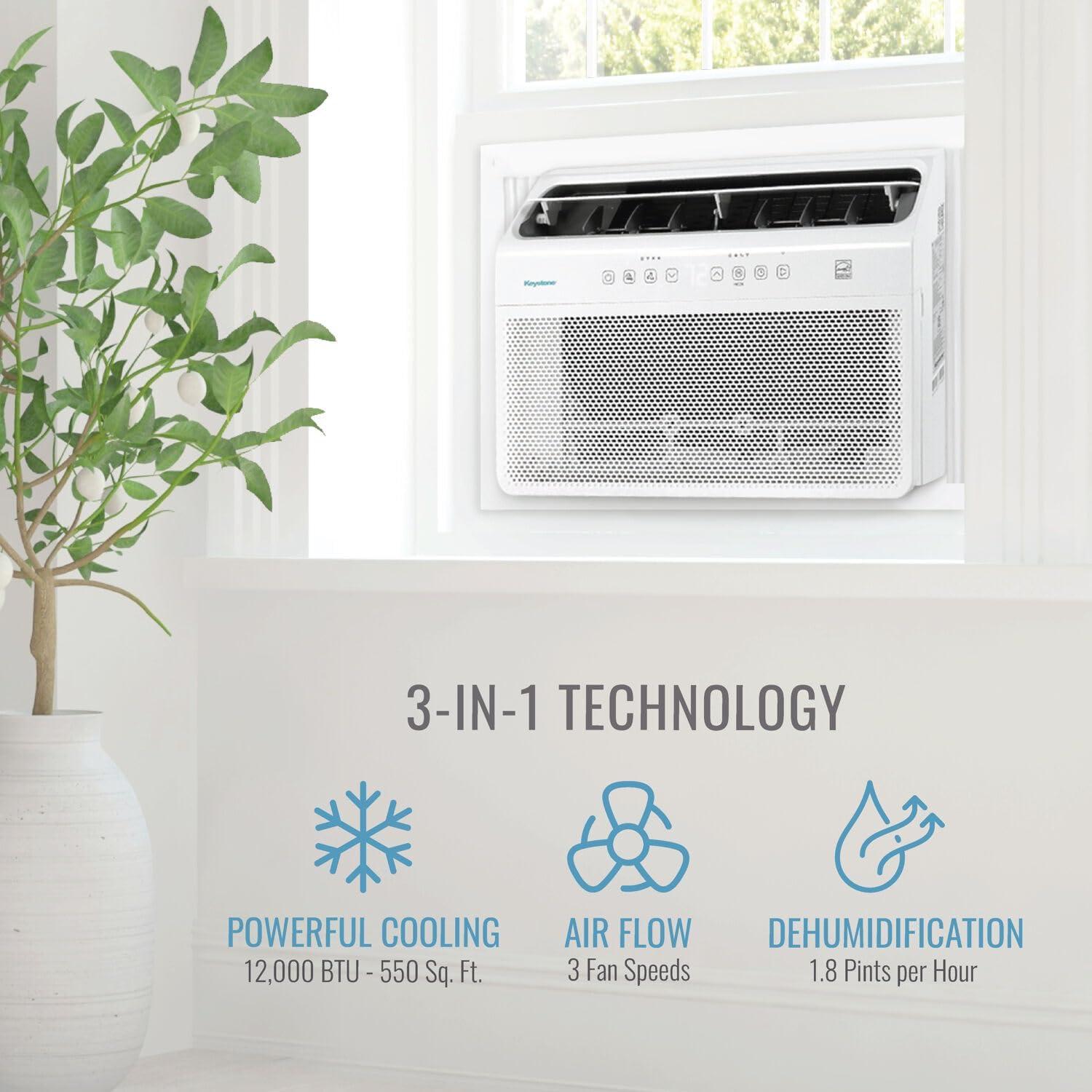 Keystone 12000 BTU Window Air Conditioner for 550 Square Feet with Remote Included