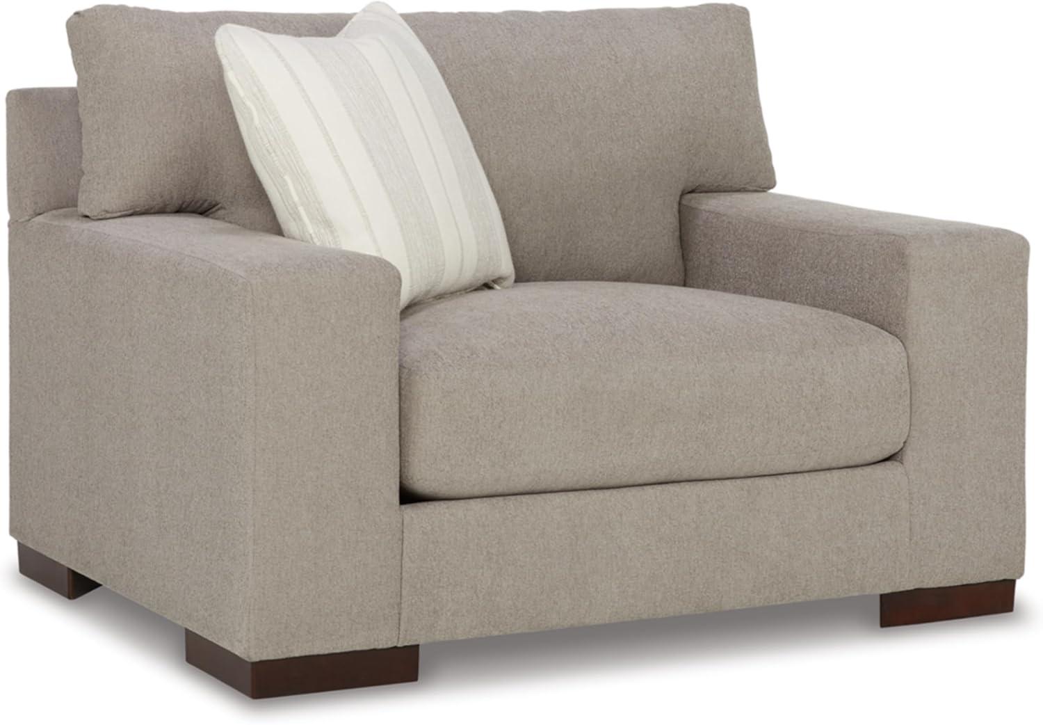 Beige Flax Contemporary Oversized Stationary Chair