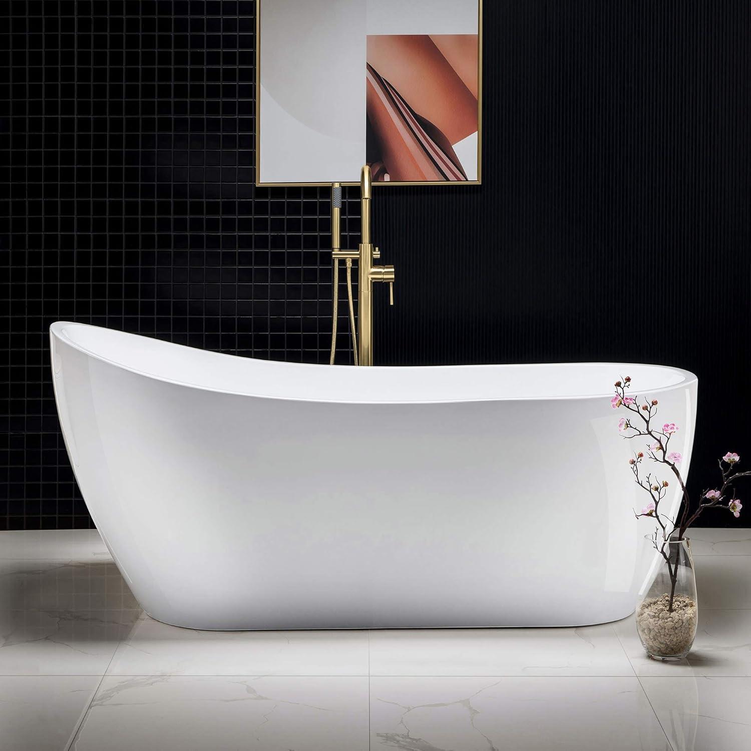 WoodBridge 67'' x 31.5'' Freestanding Soaking Acrylic Bathtub W-B0010-BG