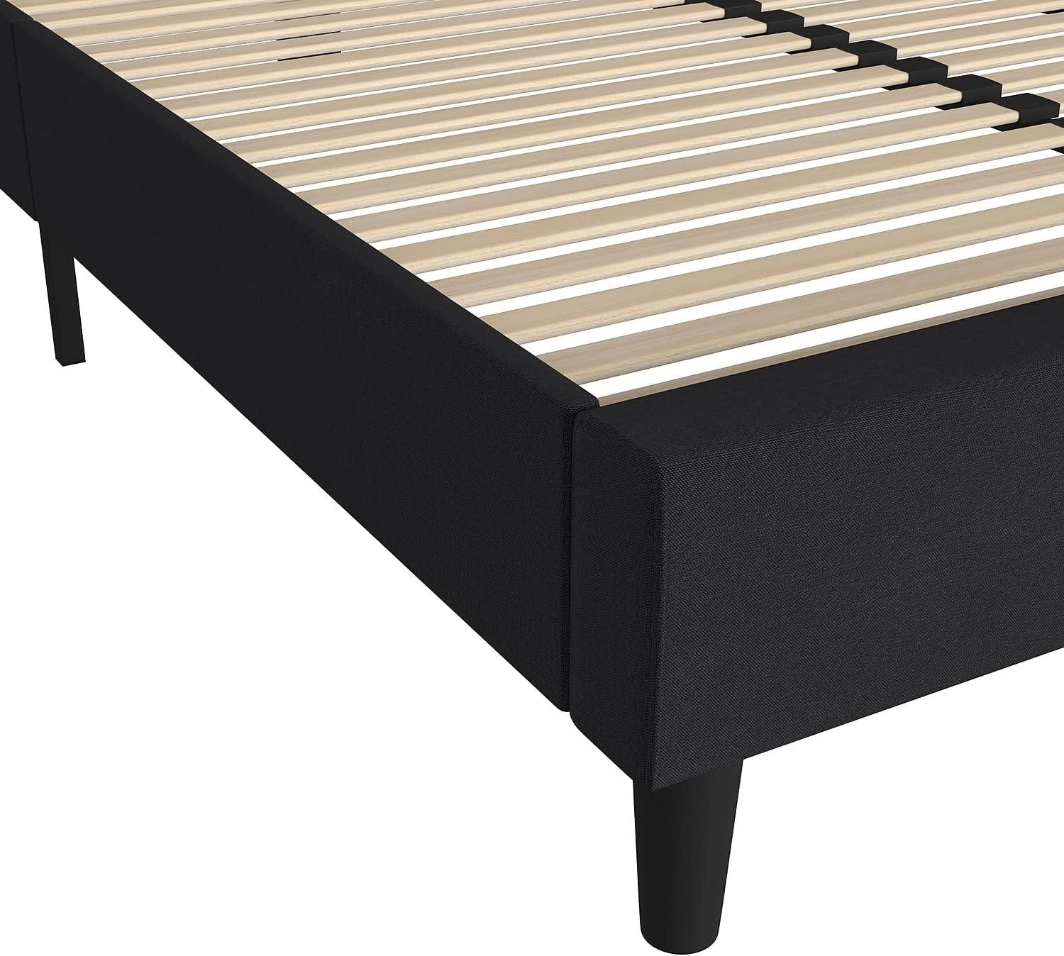 Flash Furniture Addison Fabric Queen Platform Bed with Headboard in Charcoal