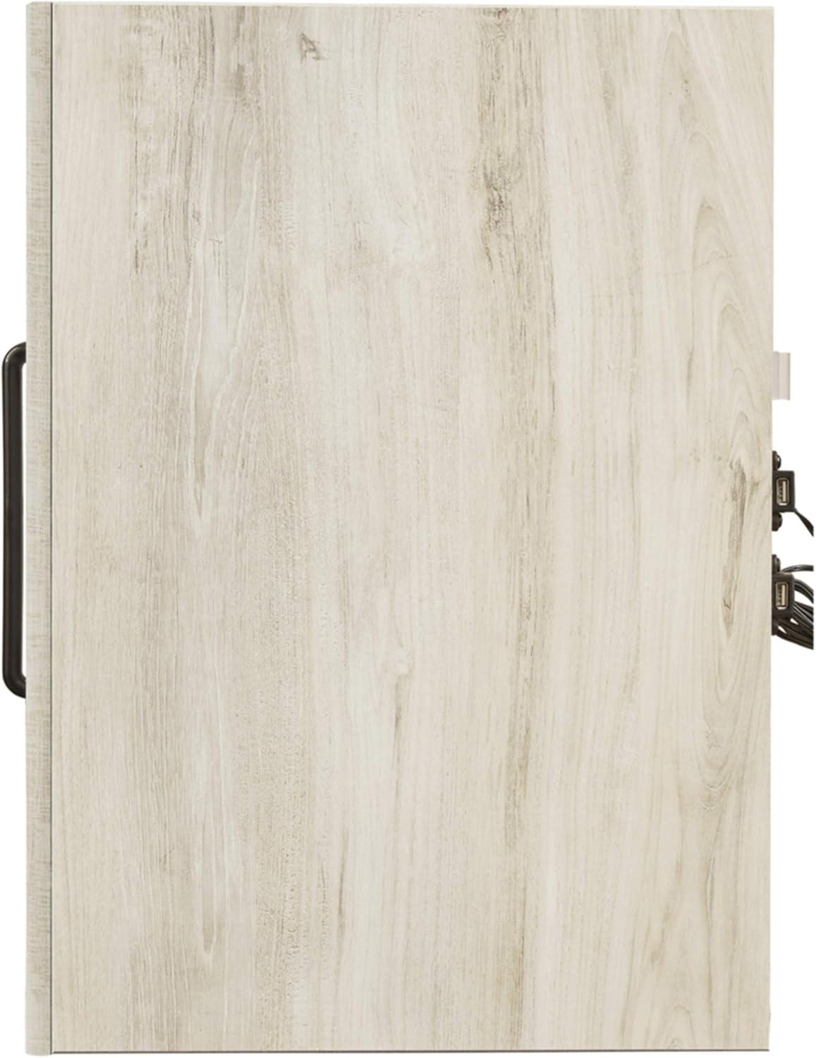 Cambeck Nightstand White - Signature Design by Ashley: Industrial Style Bedside Table with USB Ports & Storage