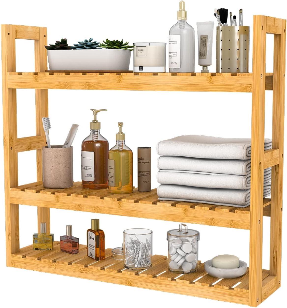 Bamboo 3-Tier Adjustable Wall Mount Storage Shelf