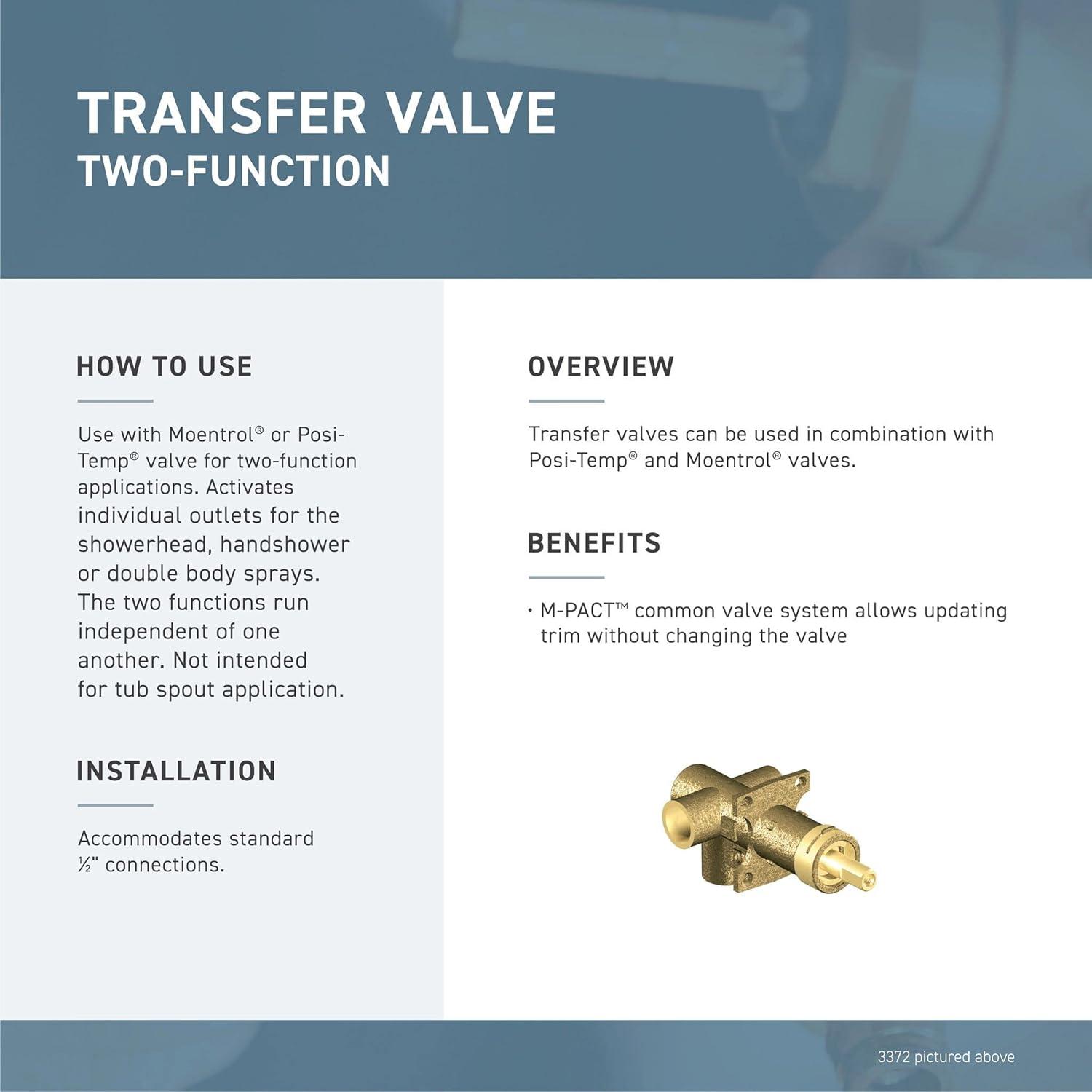 Moen Align 2 or 3-Function Diverter Transfer Trim Kit Valve Required