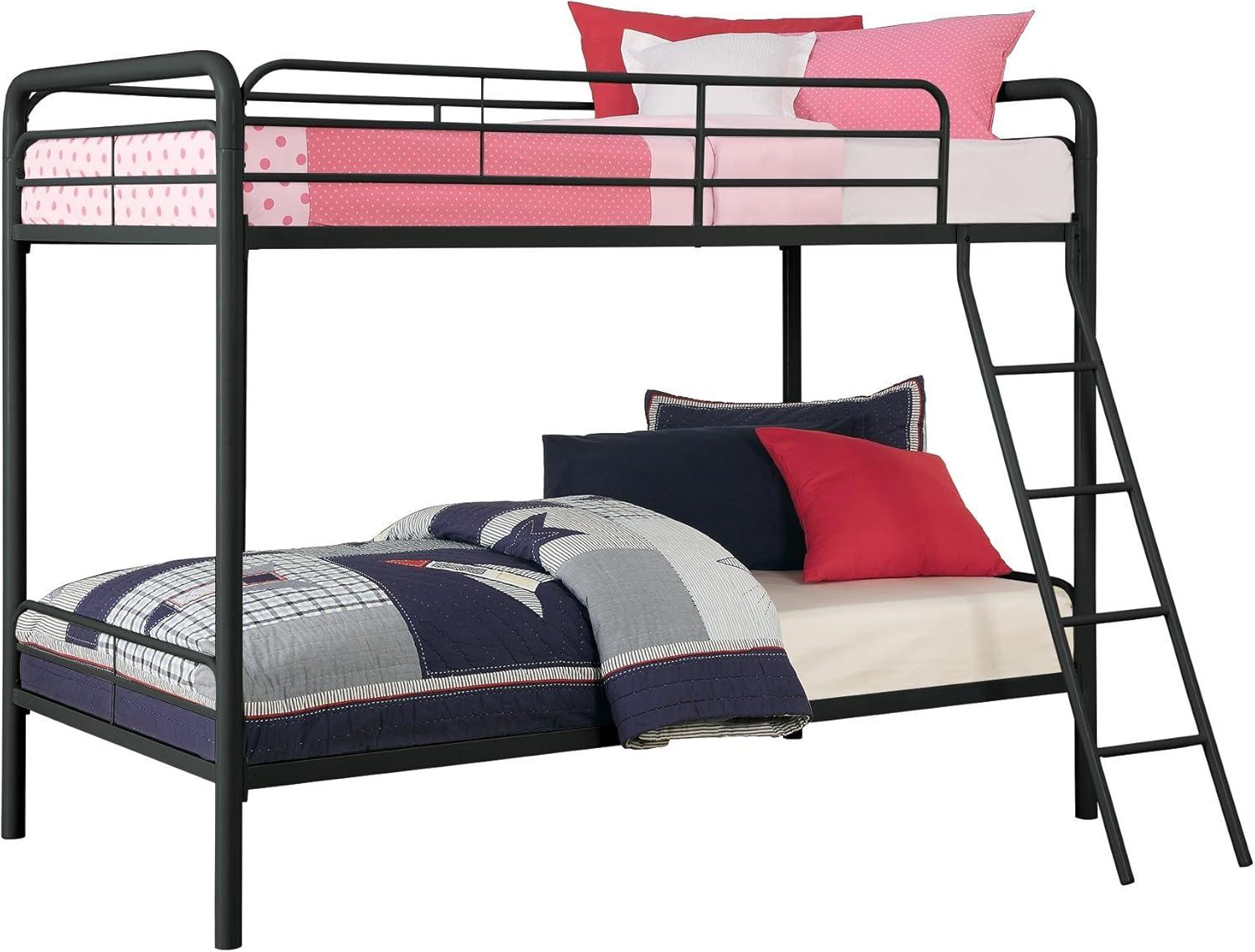 DHP Dusty Twin over Twin Metal Bunk Bed with Secured Ladder, Black