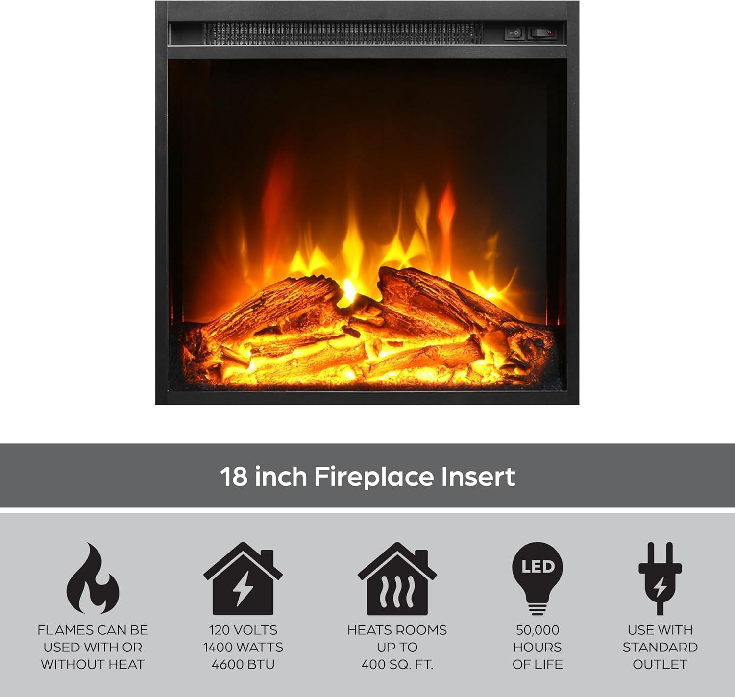 Ameriwood Home Chicago Electric Fireplace Space Heater TV Console for TVs up to a 50", Black Oak