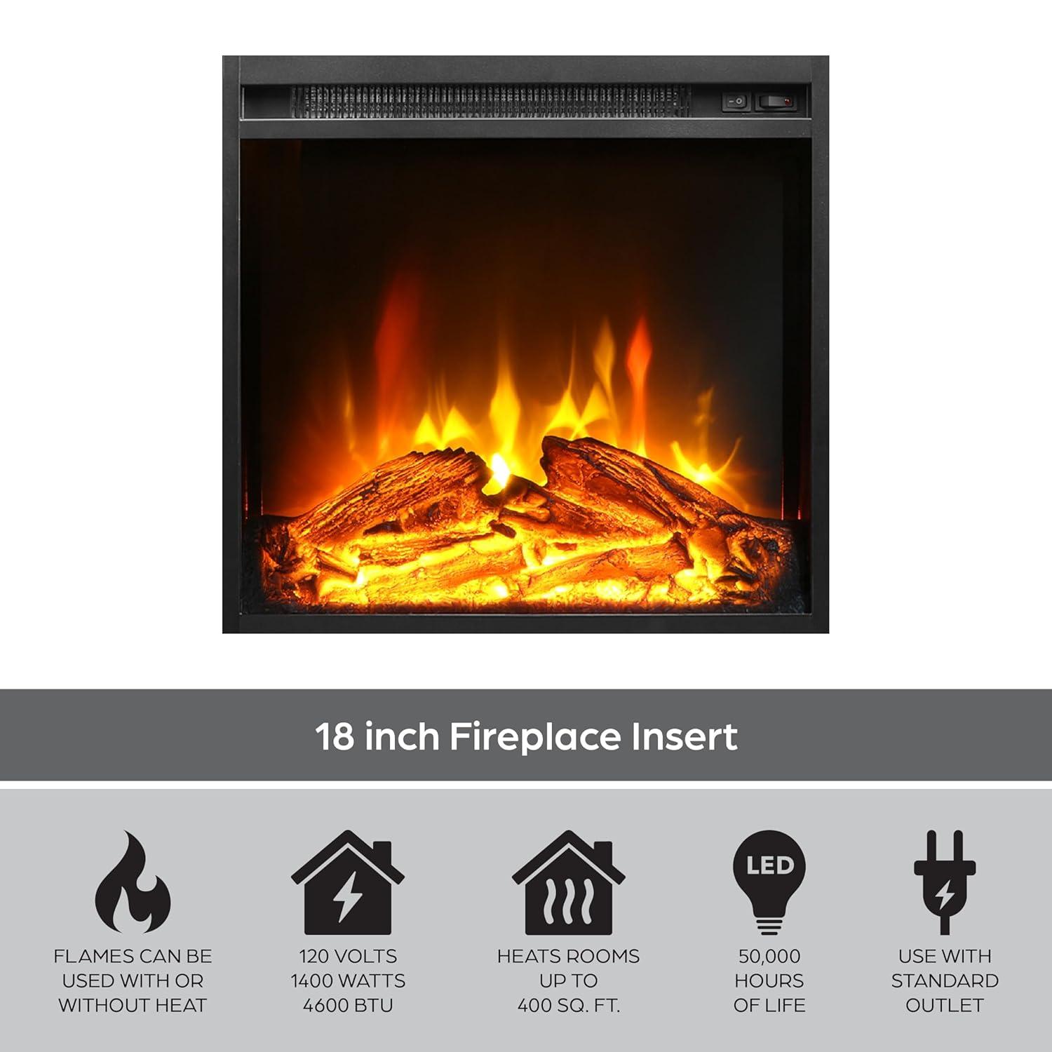 Ameriwood Home Chicago Electric Fireplace Space Heater TV Console for TVs up to a 50", Black Oak