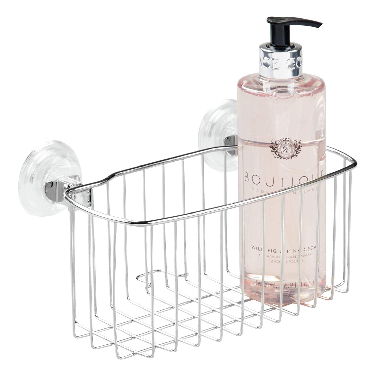 iDesign Reo Suction Stainless Steel Shower Basket