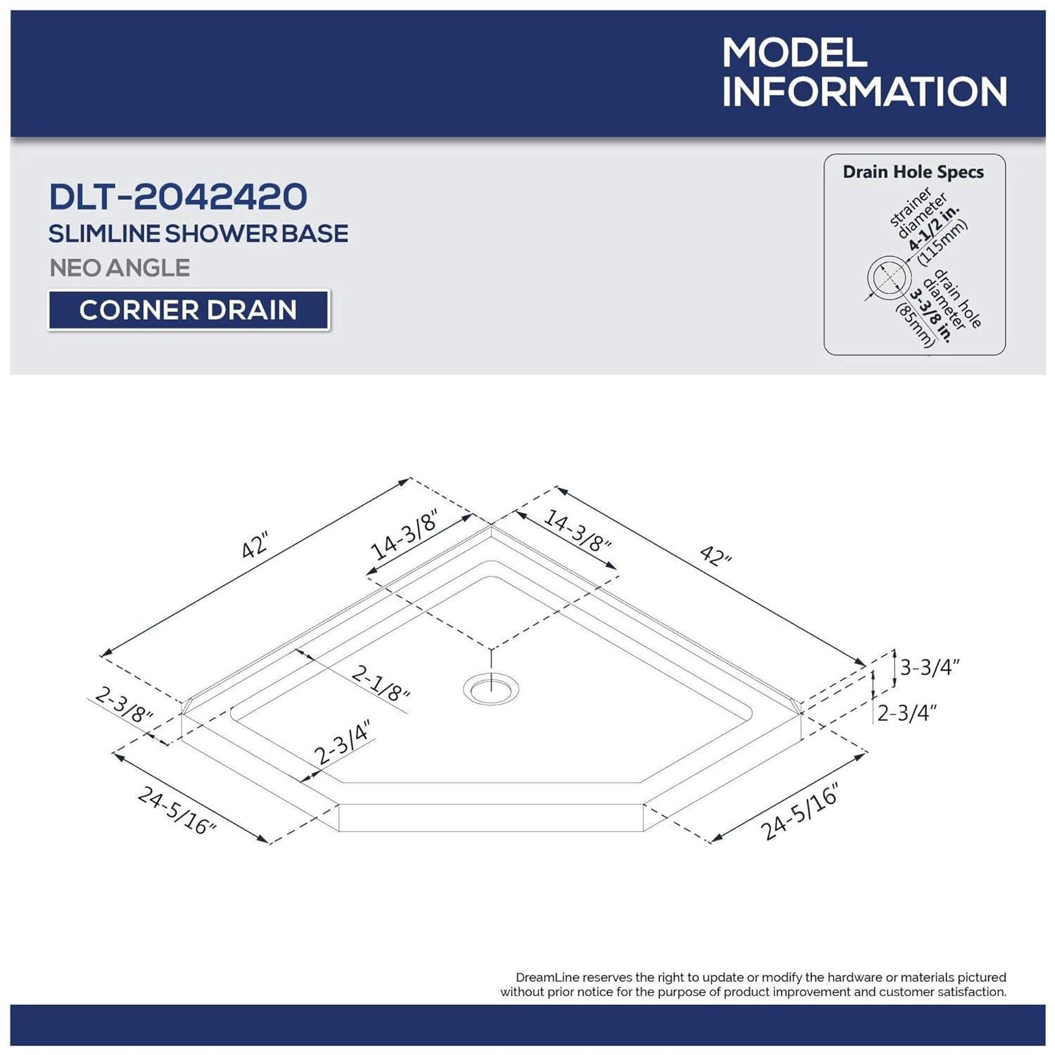 DreamLine Prism Plus 42" x 74.75" Rectangle Hinged Shower Enclosure with Base Included