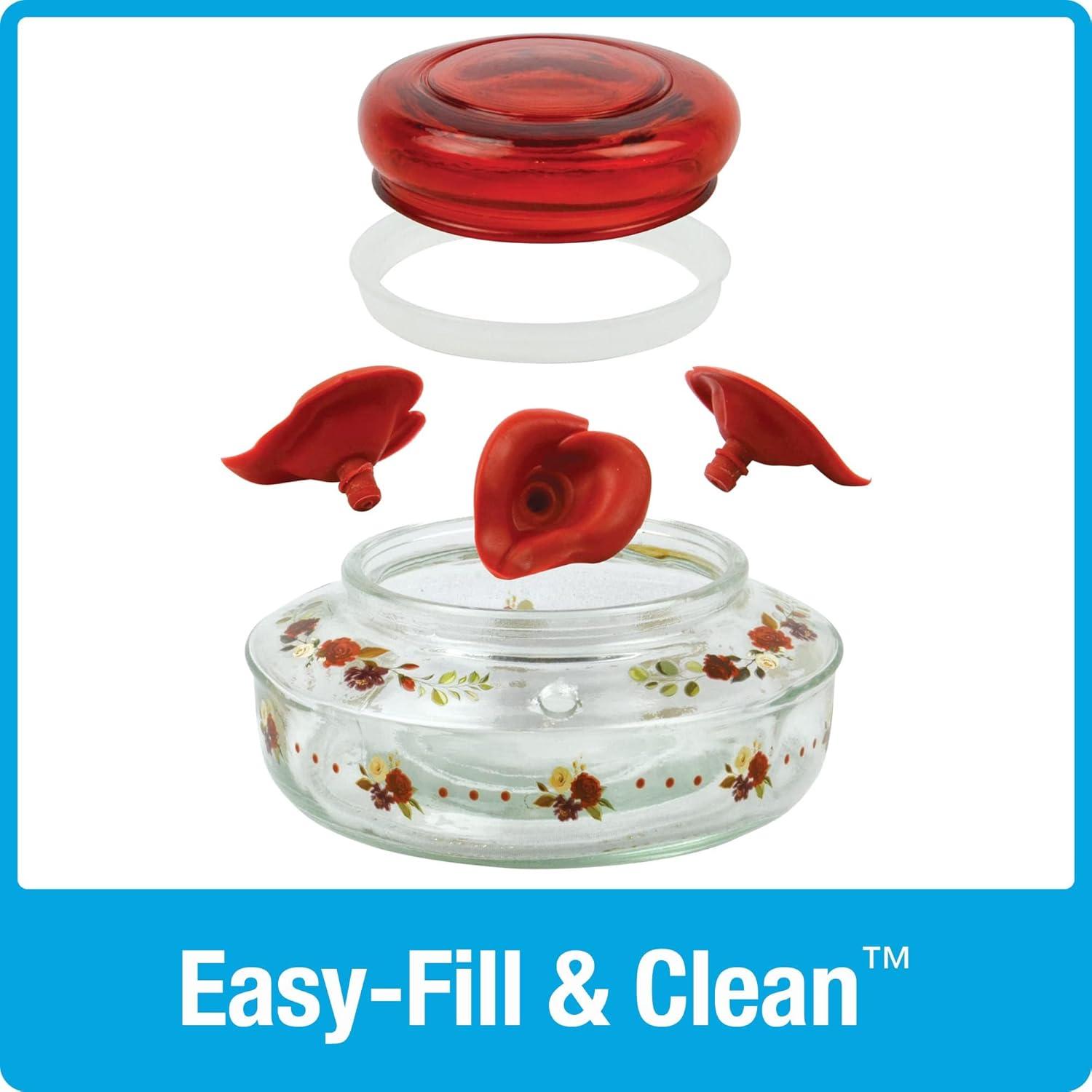 Nature's Way Crimson Corsage Decorative Glass Top-Fill Hummingbird Feeder 13 oz, Red