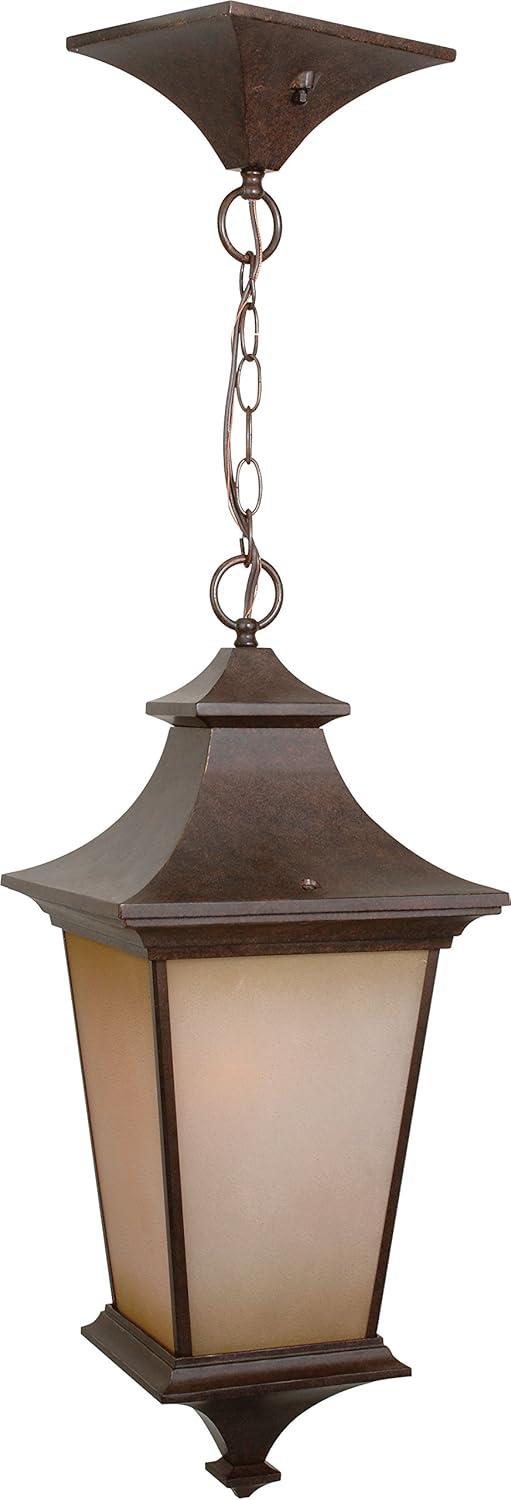 Aged Bronze 24" Rustic Outdoor Pendant Light with Glass Shade