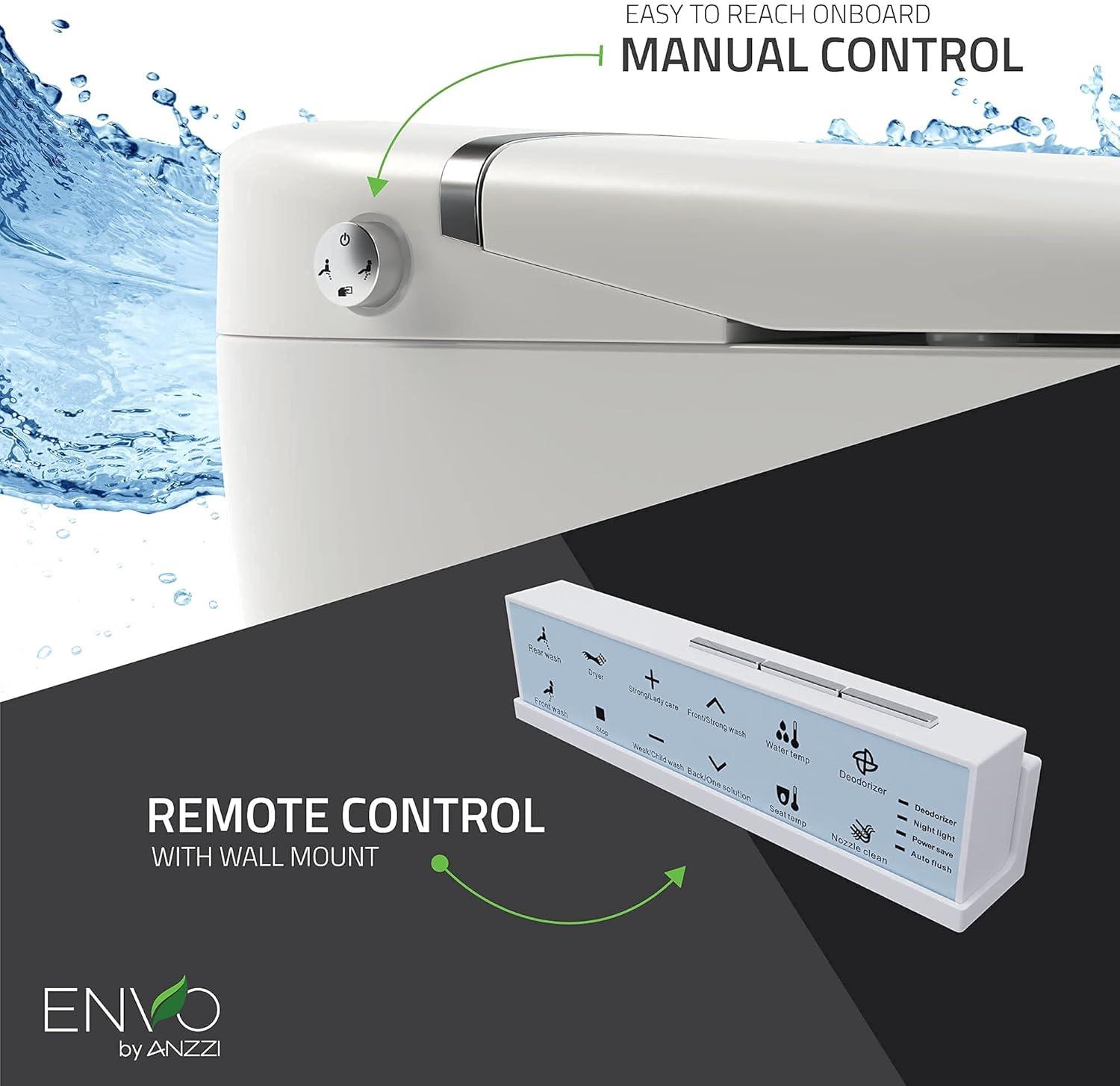 ANZZI Envo 1.28 Gallons GPF Elongated Comfort Height Floor Mounted Bidet Toilet (Seat Included)