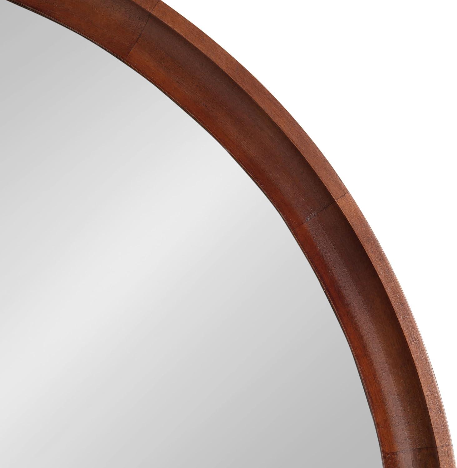 Kate and Laurel Hatherleig Round Wood Round Mirror, 30" Diameter, Rustic Brown