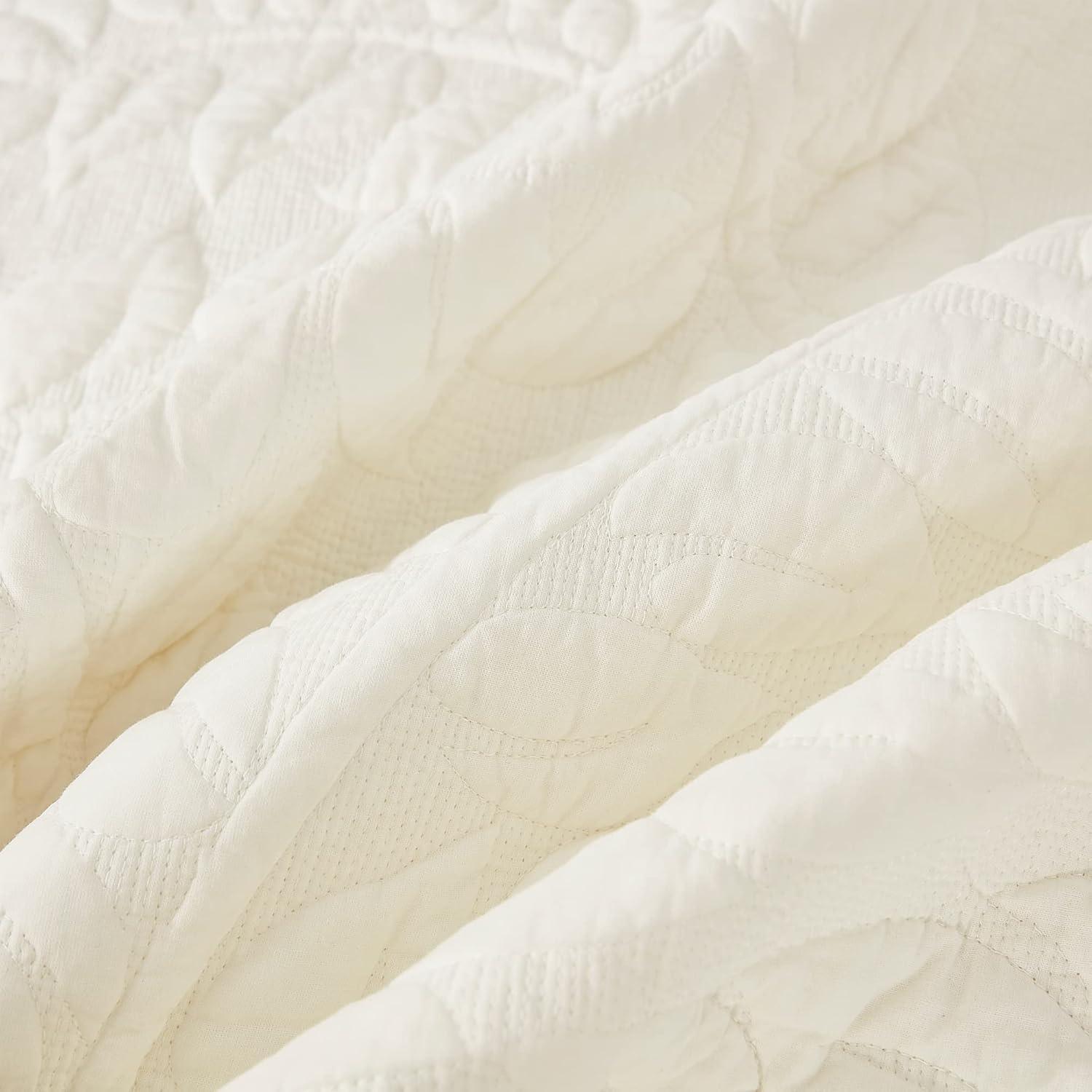 MarCielo  3 Piece Cotton Oversized Bedspread Quilt Set Tmonica Soft White - Twin