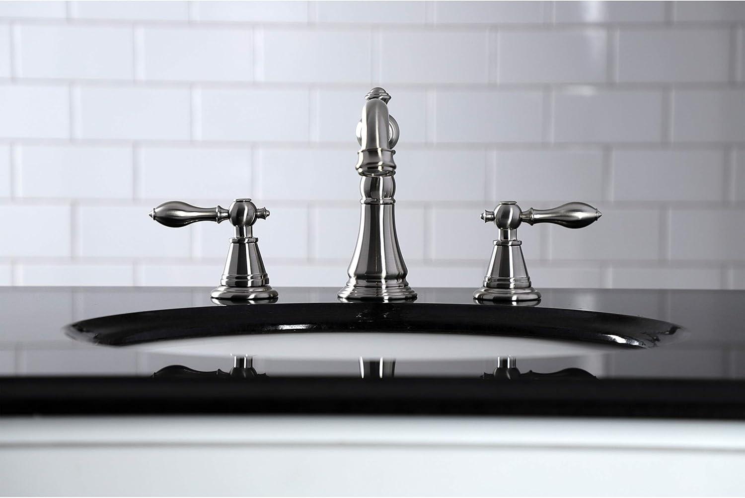 Kingston Brass English Classic Two-Handle 3-Hole Deck Mount Widespread Bathroom Faucet with Pop-Up Drain