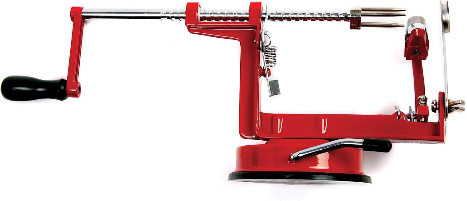 Red Stainless Steel Apple Peeler Corer with Vacuum Base