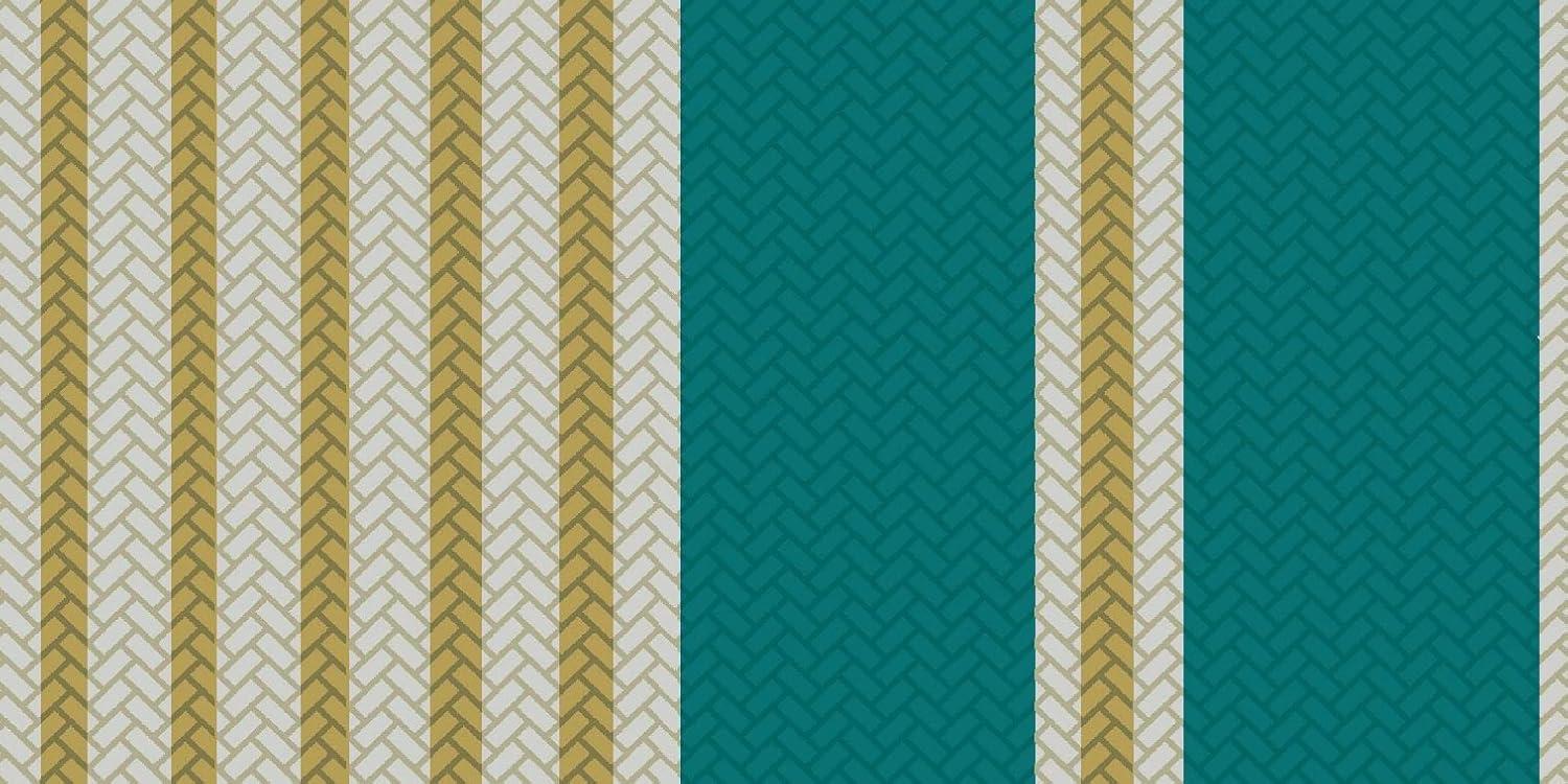 Teal and Beige Striped Quilted Outdoor Canvas Fabric