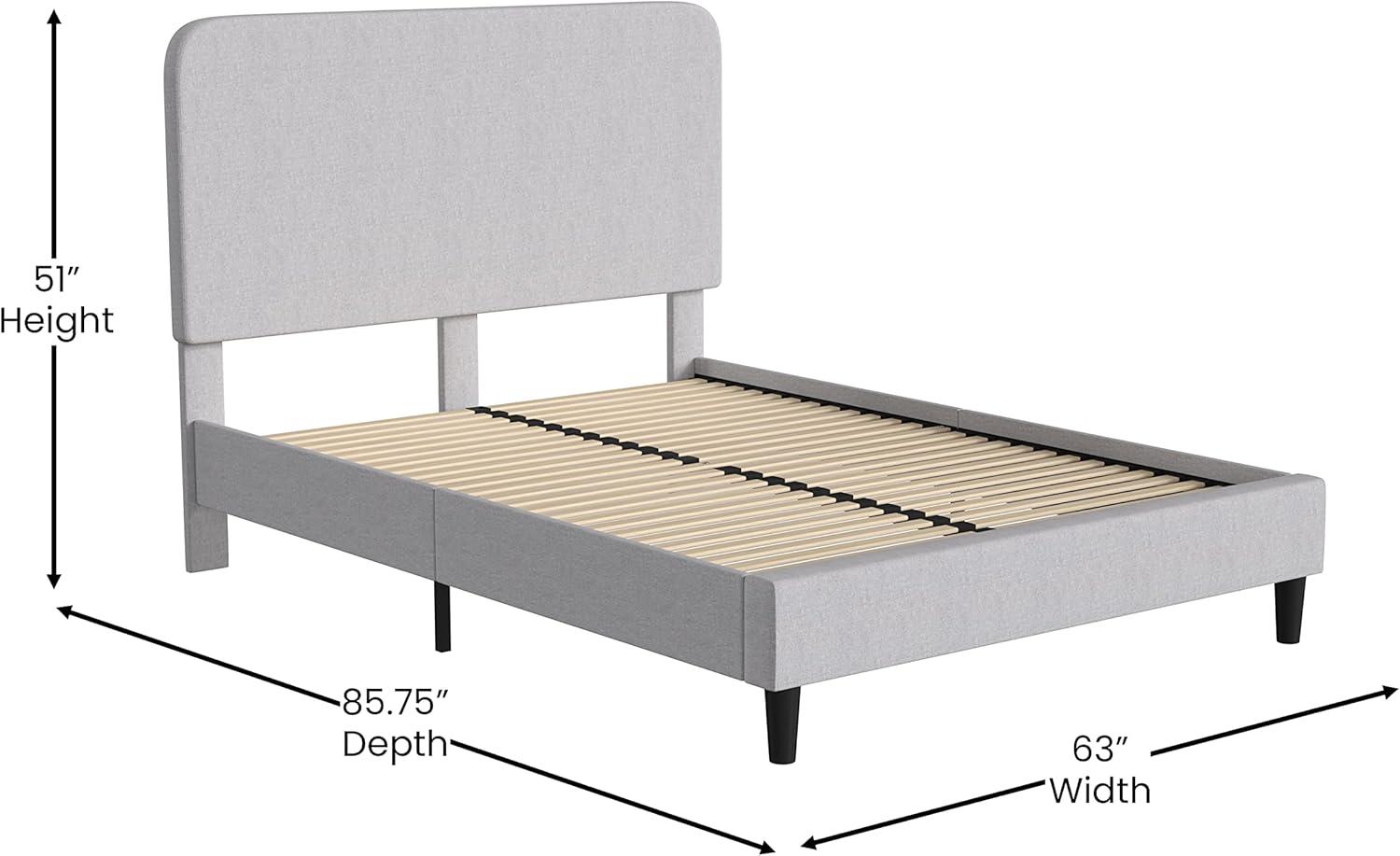 Flash Furniture Addison Fabric Upholstered Platform Bed, Light Grey, Queen