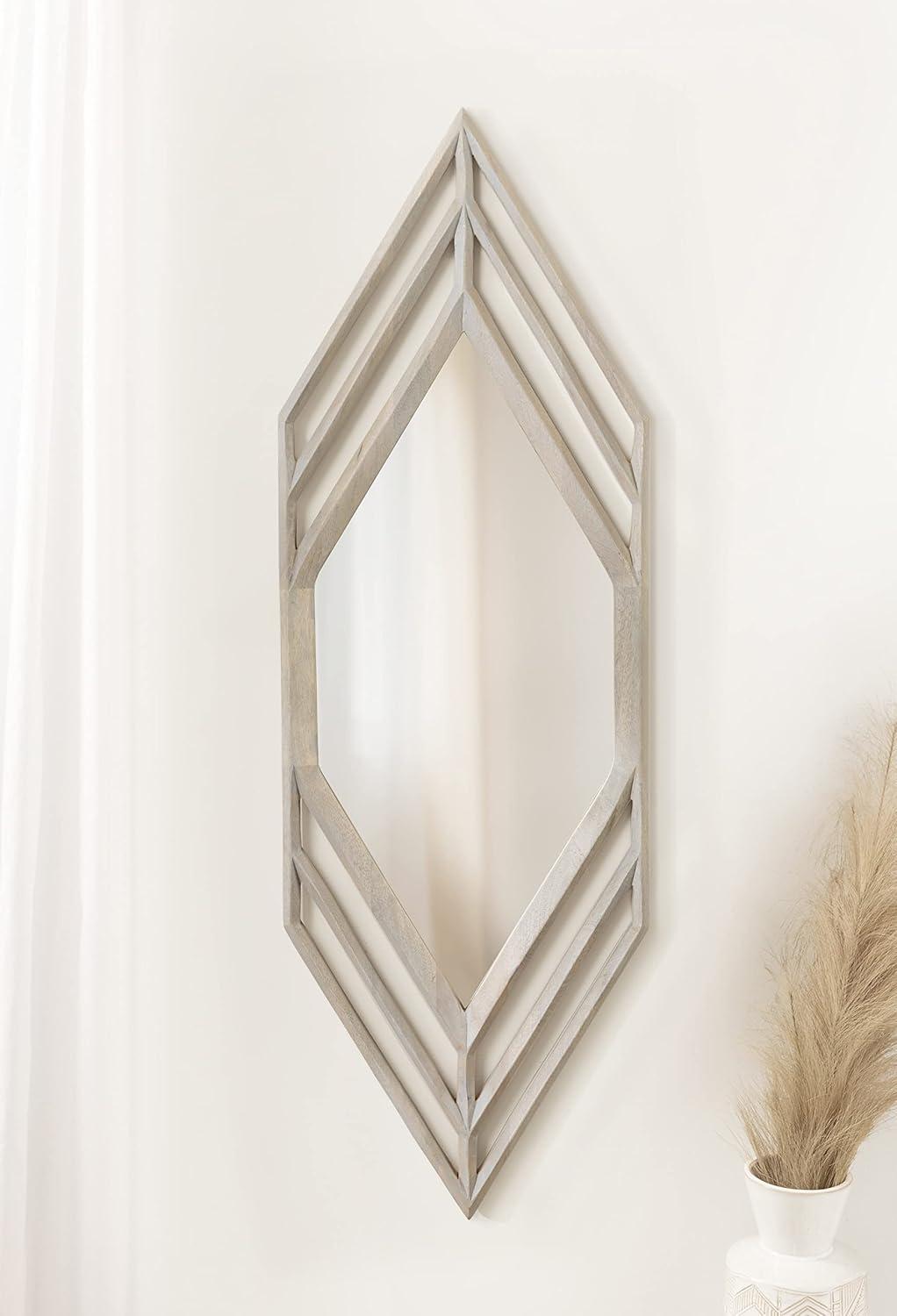 Vayga 42" White Mango Wood Rectangular Wall Mirror