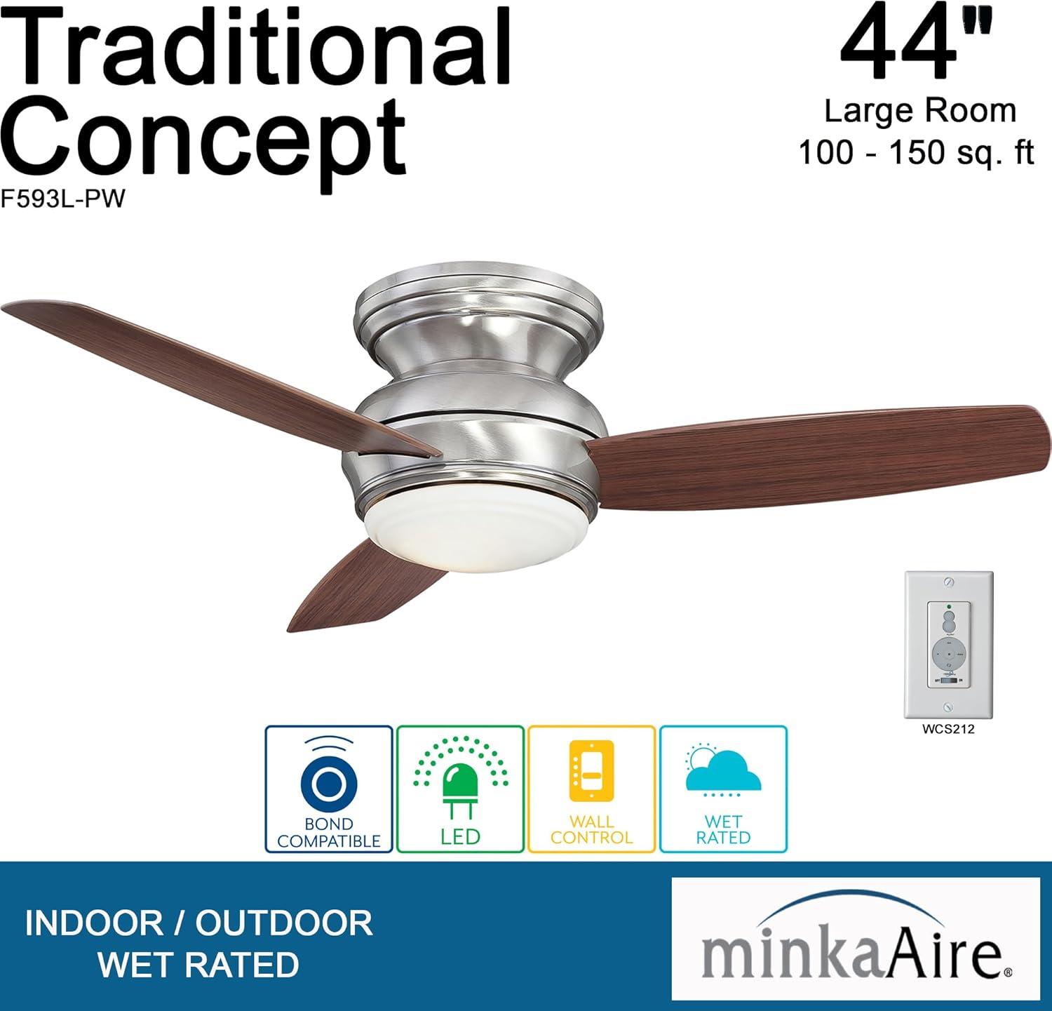 44" Concept II 3 - Blade Outdoor LED Propeller Ceiling Fan with Wall Control and Light Kit Included