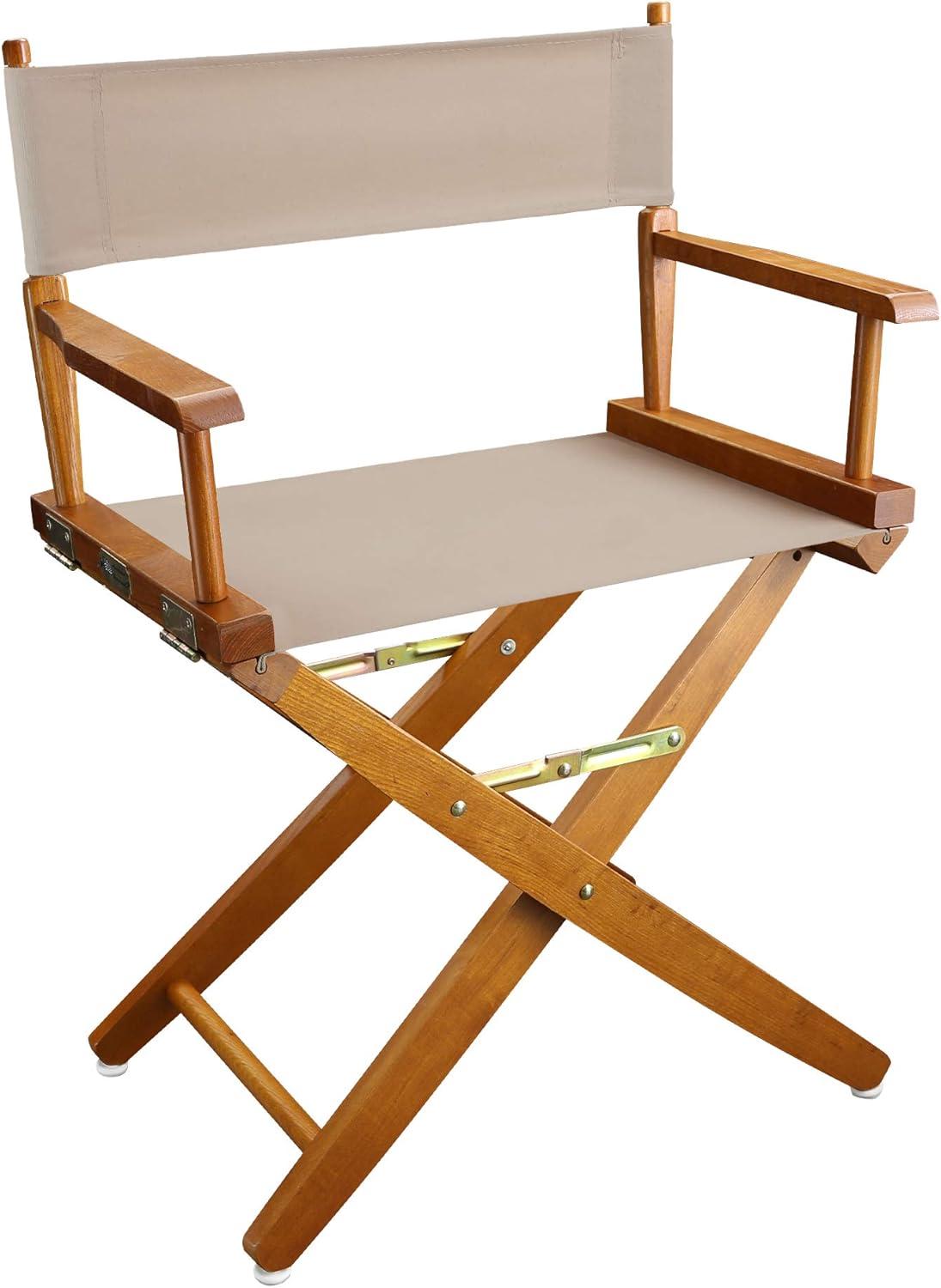 Solid Oak Extra-Wide Directors Chair with Natural Canvas