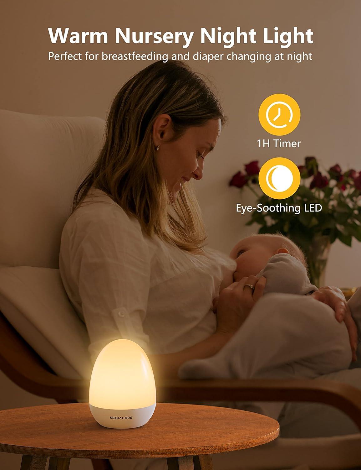 Egg-Shaped LED Night Light for Kids with Touch Control