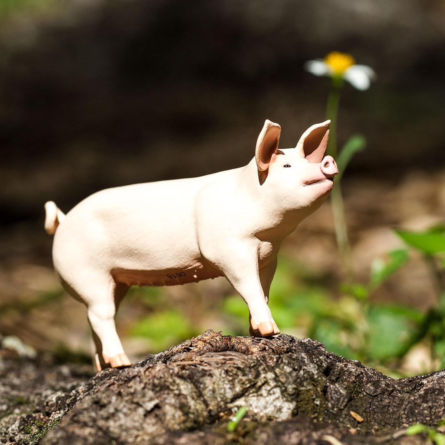 Safari Ltd. Large White Pig - Realistic 4" Farm Animal Figure - Educational Toy for Boys, Girls, & Kids Ages 3+