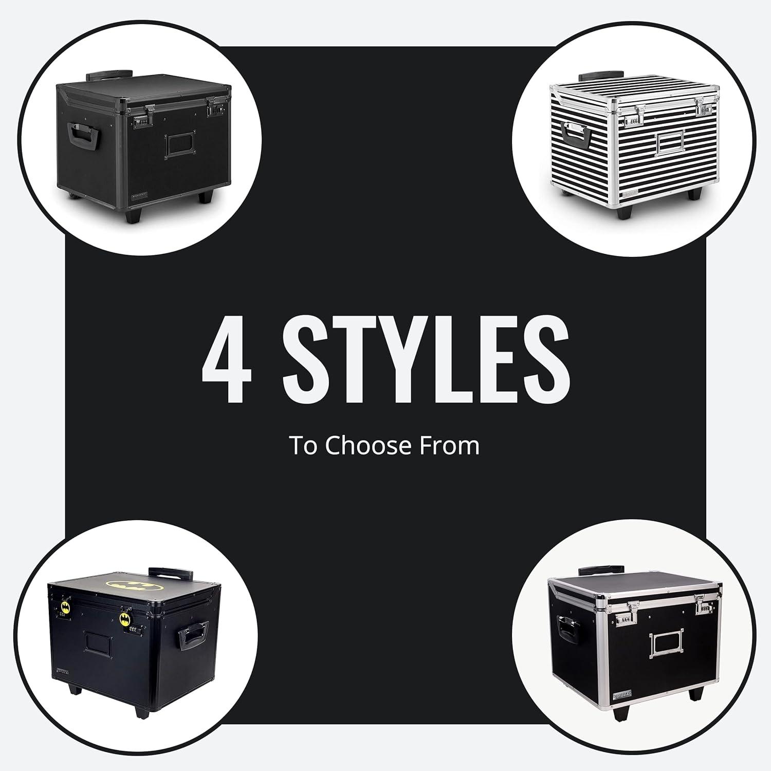 Vaultz Locking Mobile Rolling File Storage Chest, Letter/Legal Wheelie Case, Black/White Stripes