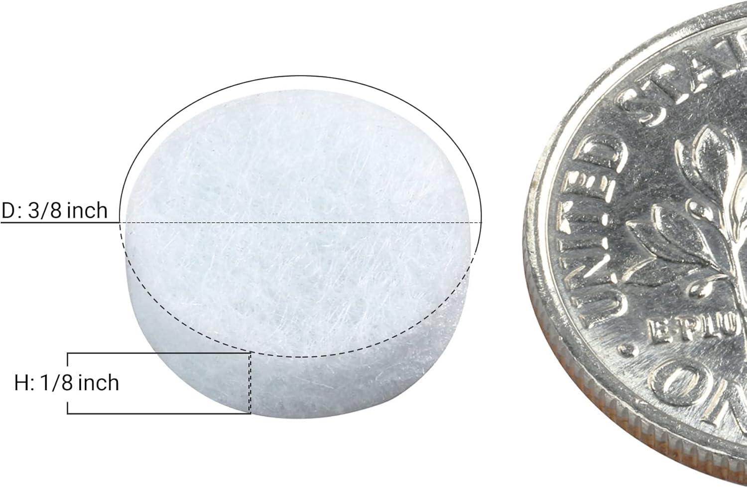 White Round Self-Adhesive Felt Pad Bumpers, 3/8" Diameter, 1/8" Height, Pack of 168