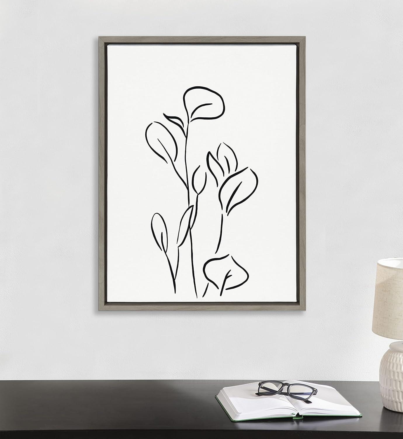 Kate and Laurel Sylvie Botanical Sketch Print No 3 Framed Canvas by The Creative Bunch Studio