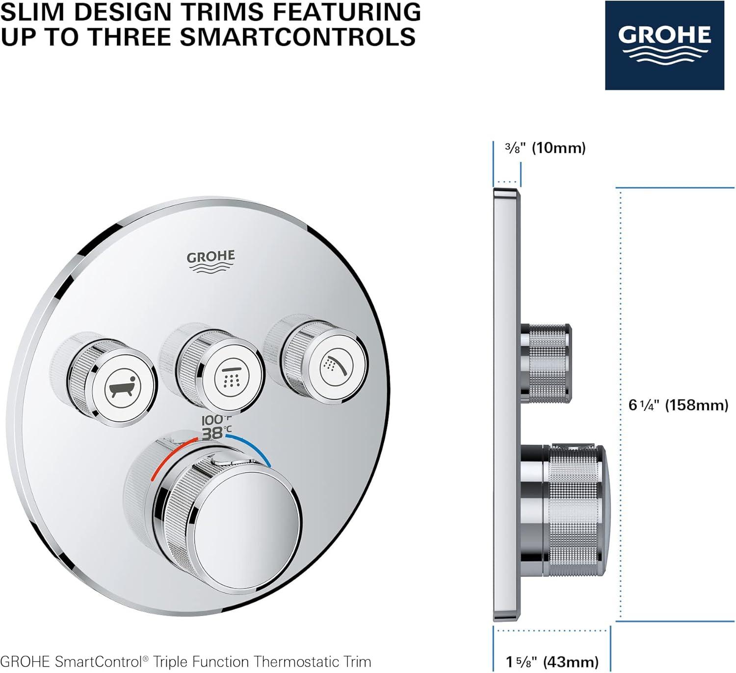 GROHE Grohtherm Triple-Function Shower Thermostatic Valve Trim Kit