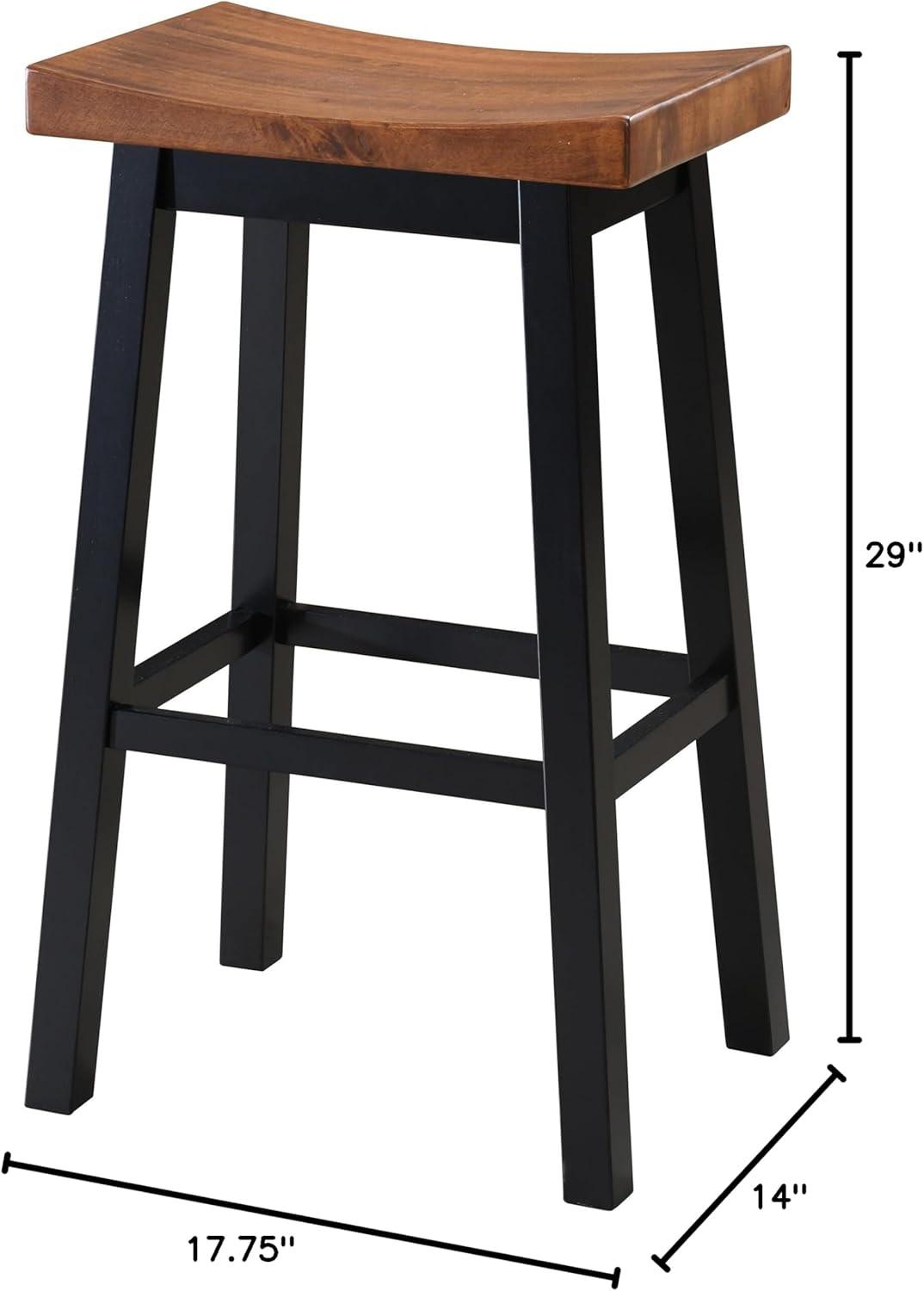 LuXeo Lakewood Solid Wood Saddle Barstool