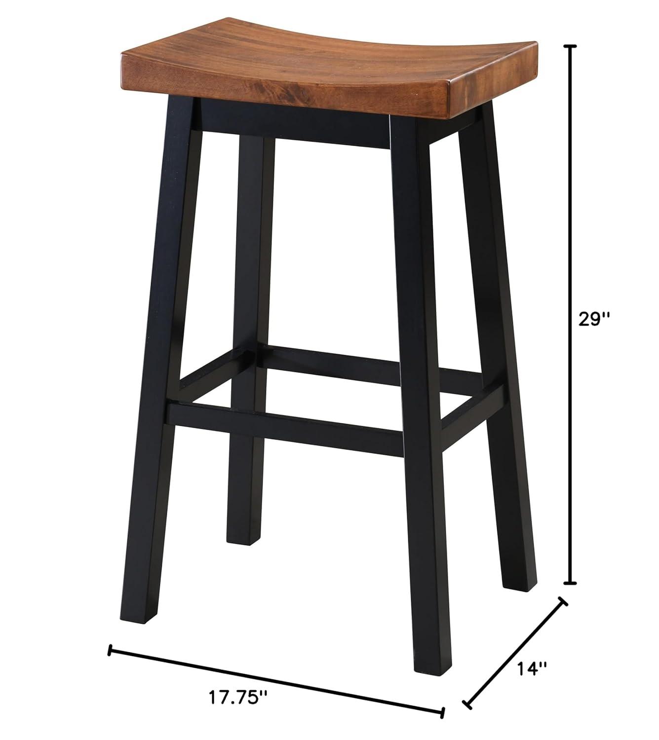 LuXeo LuXeo Lakewood Solid Wood Saddle Barstool (Set of 2)