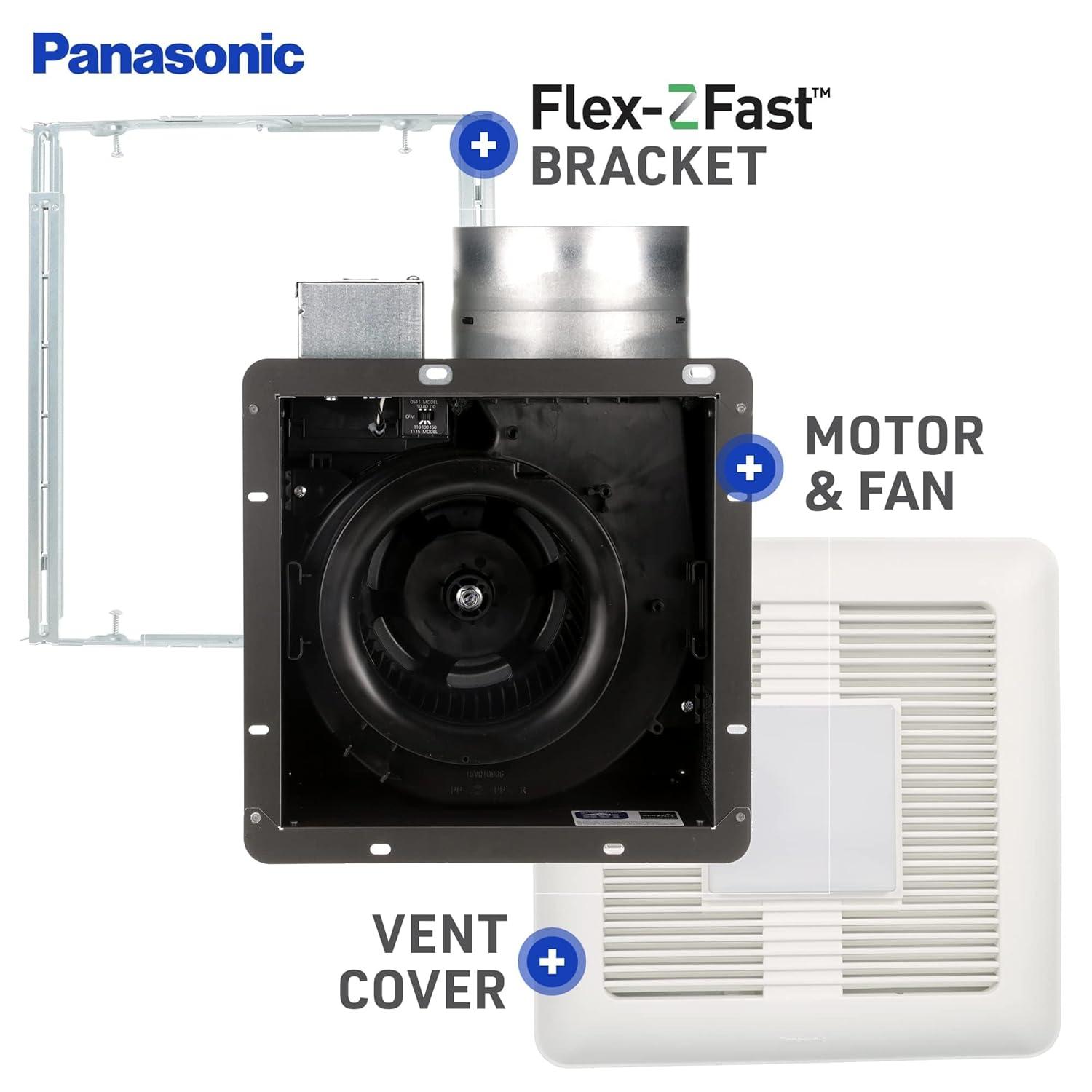 Panasonic WhisperCeiling Bathroom Exhaust Fan with Dimmable LED Light, 110-130-150 CFM, FV-1115VQL1