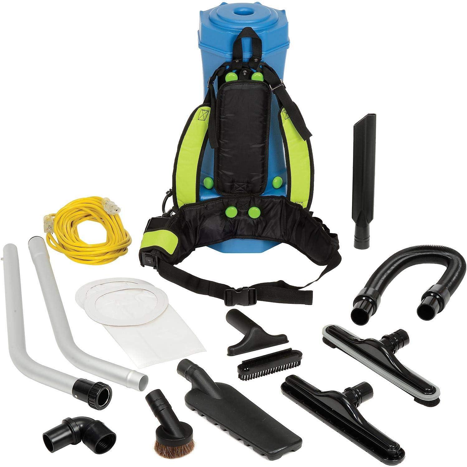 Blue and Green HEPA Commercial Backpack Vacuum with 8-Piece Tool Kit