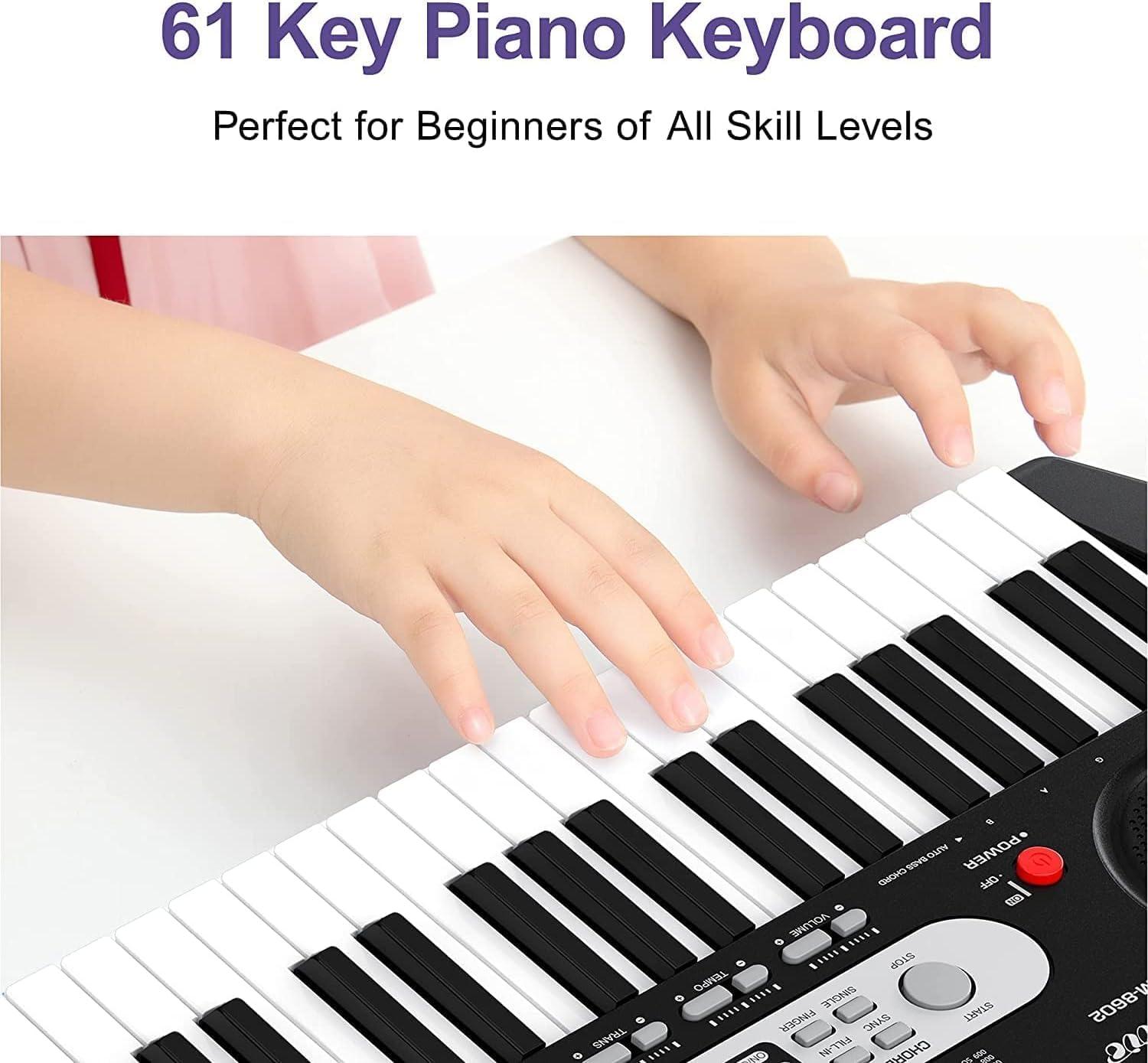 Kids Portable Piano Keyboard, 61 Key Electronic Keyboard Piano for Beginners with Microphone, Speakers, Digital Music Keyboard Teaching