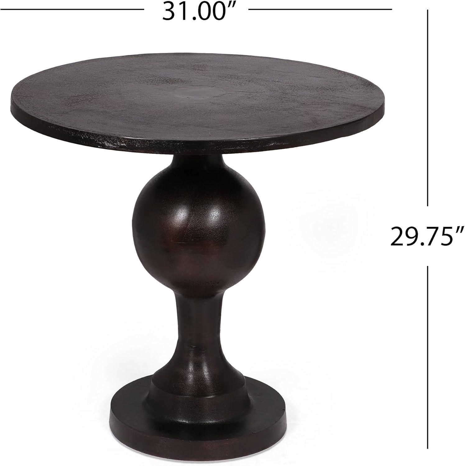 Vintage Raw Bronze Aluminum Round Pedestal Dining Table