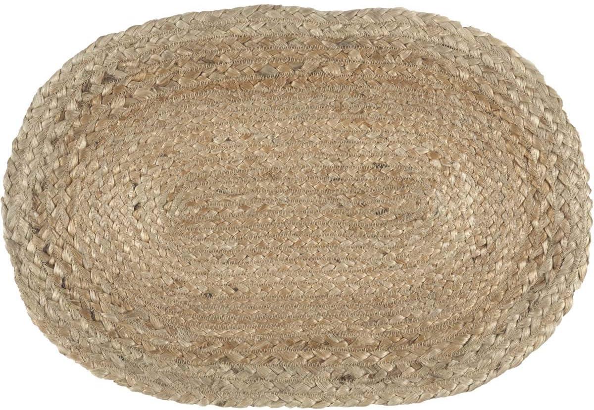 Natural Jute Oval Placemats Set of 6, 12x18 inches