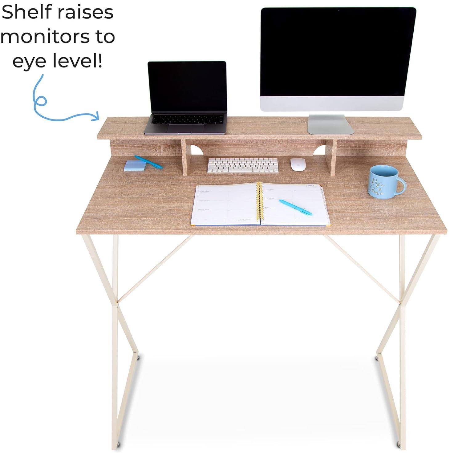 Stand Steady Solid Wood Top Metal Base Standing Desk