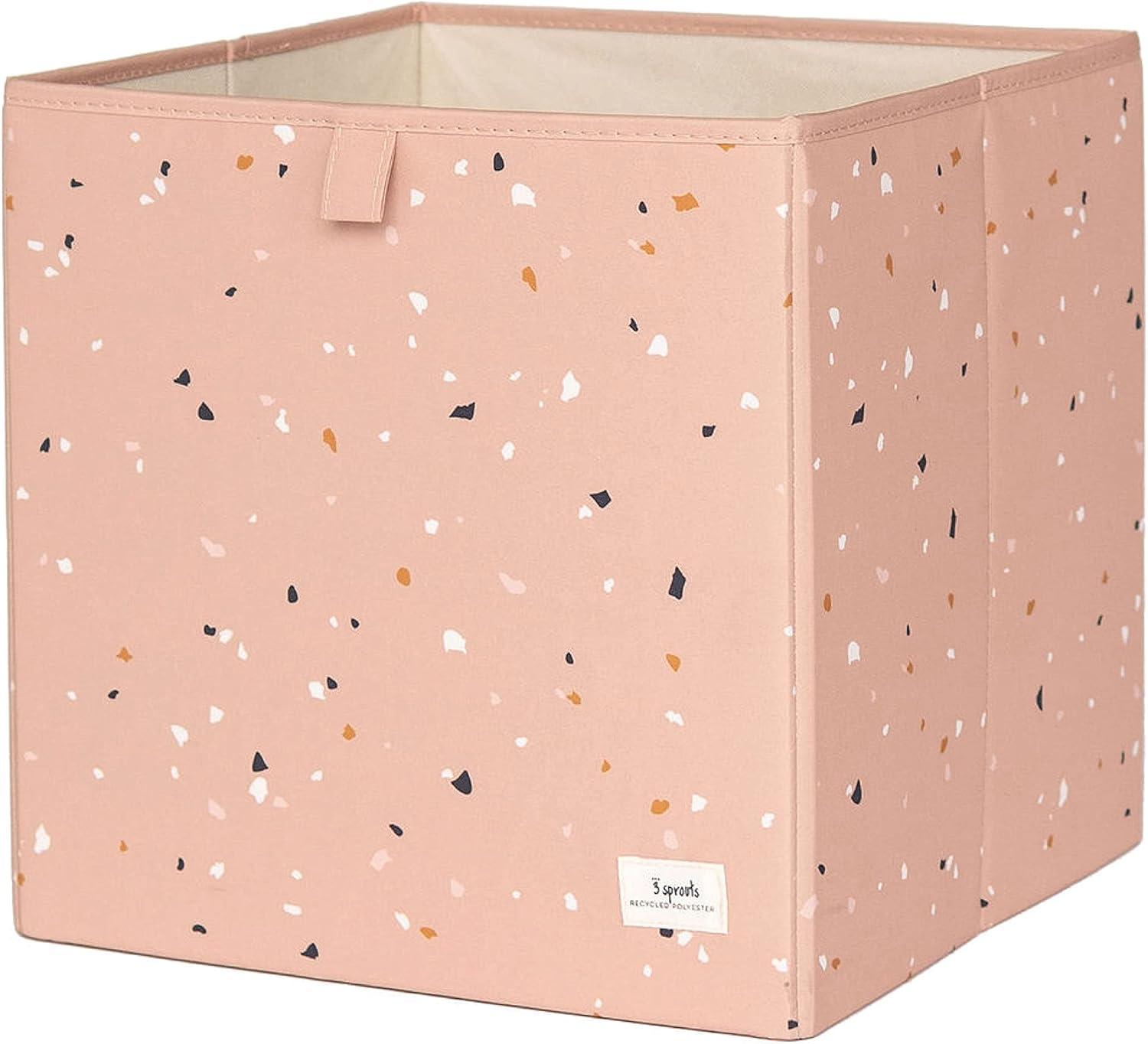 3 Sprouts Recycled Fabric Storage Cube Box Container Organizer - Clay Terrazzo