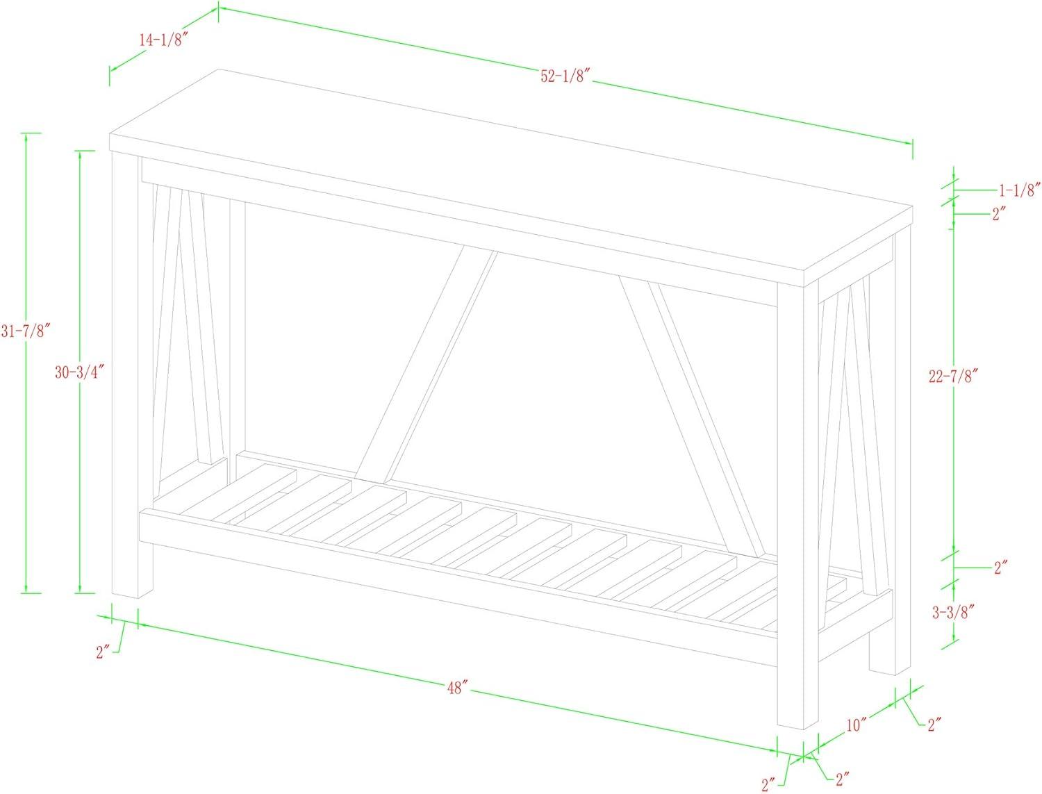 Walker Edison 52" A-Frame Rustic Wood Entry Console Table in White Oak